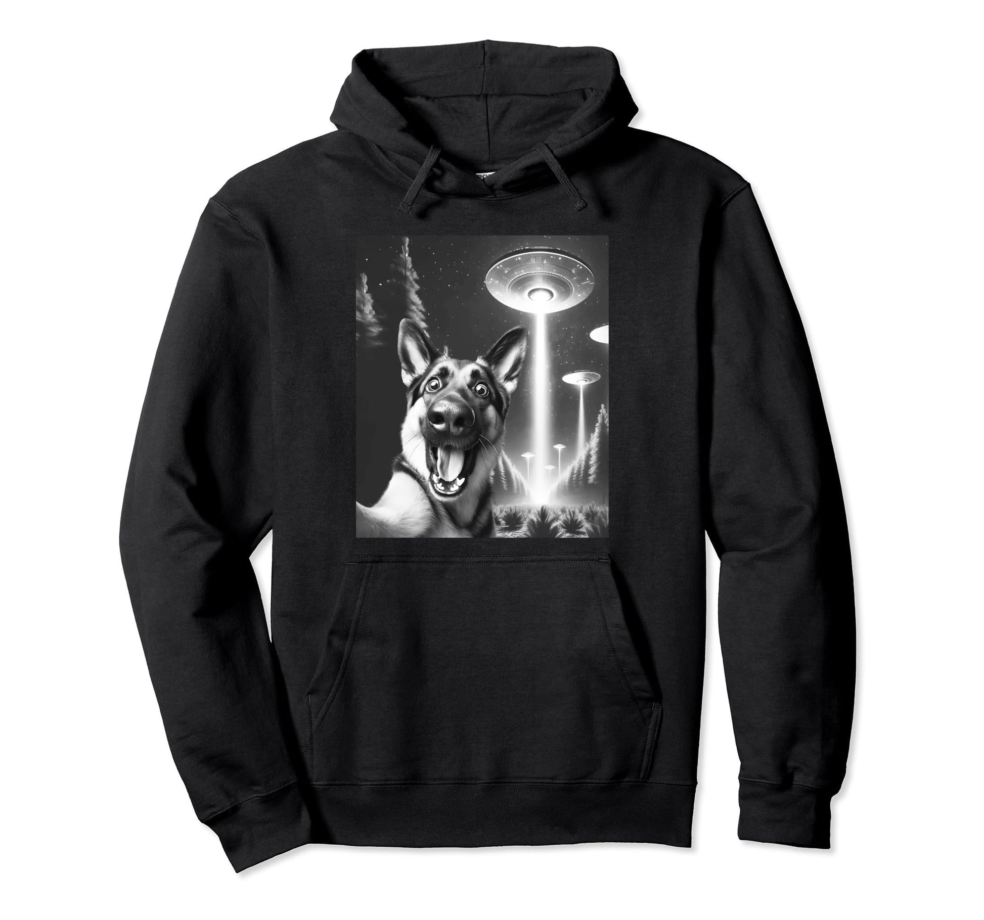Funny German Shepherd Alien Ufo Taking Hoodie - Custom Art Print Unisex - T-Shirt, Sweatshirt, Hoodie