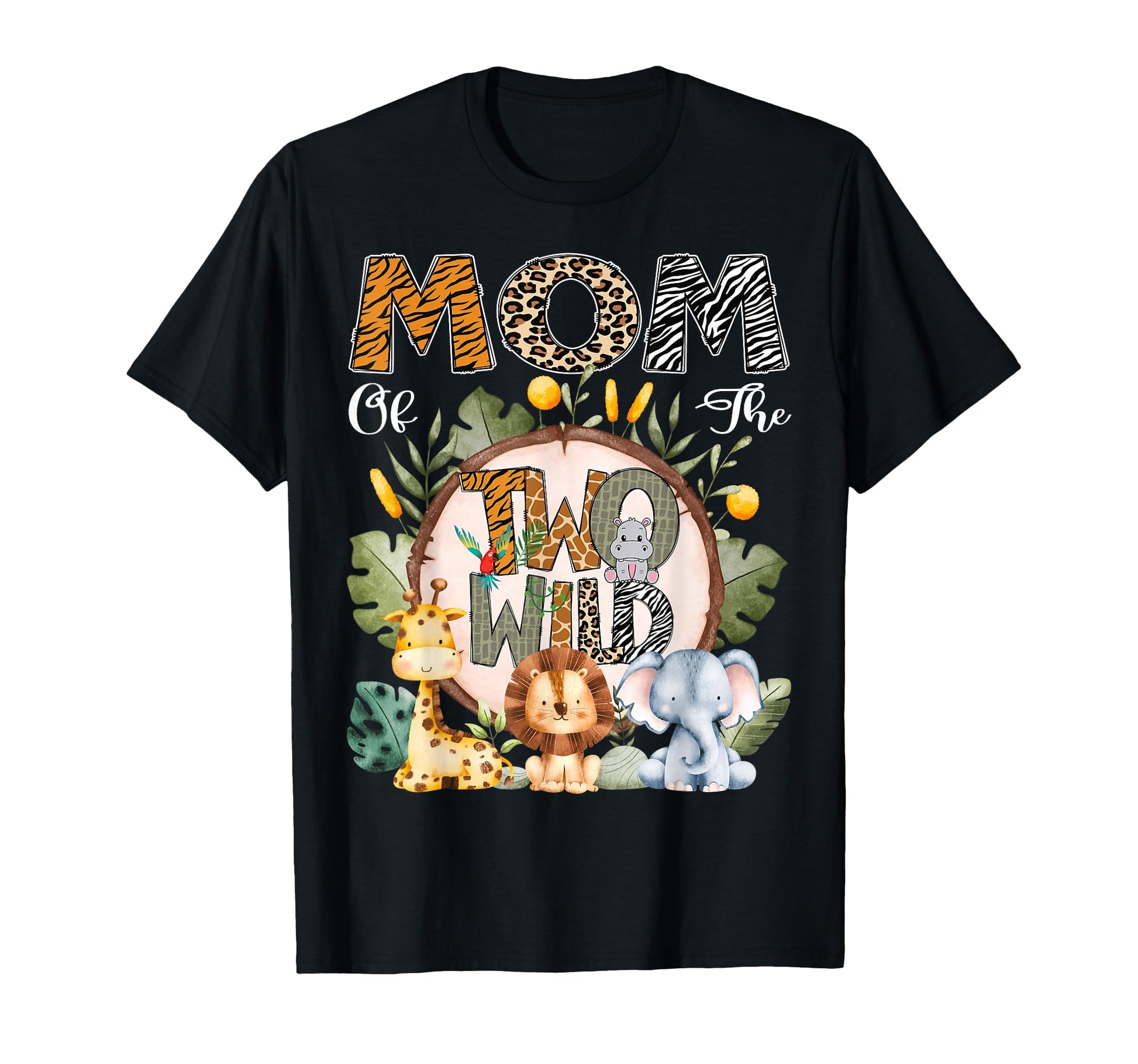Mom Two Wild Animal Safari 2Nd Birthday T-Shirt - Novelty Apparel Unisex - T-Shirt, Sweatshirt, Hoodie