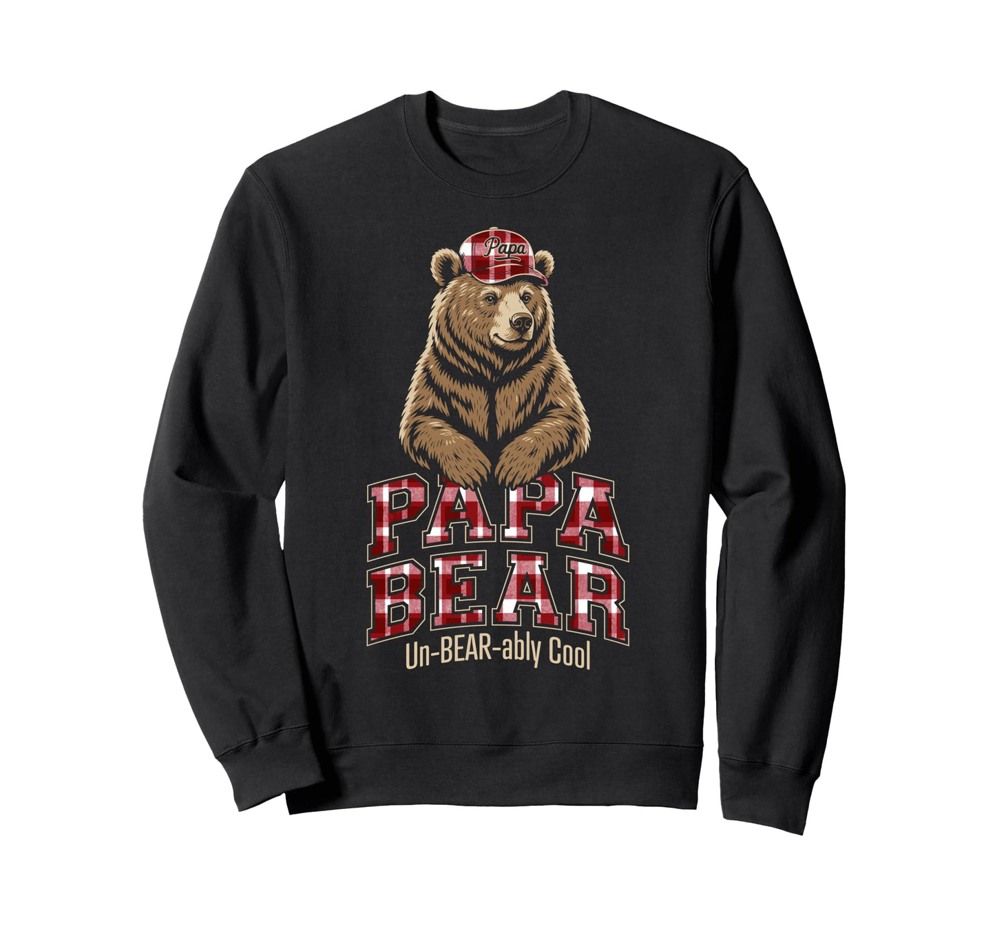Papa Bear Red Plaid Pattern Sweatshirt - Novelty Apparel for Adults - T-Shirt, Sweatshirt, Hoodie