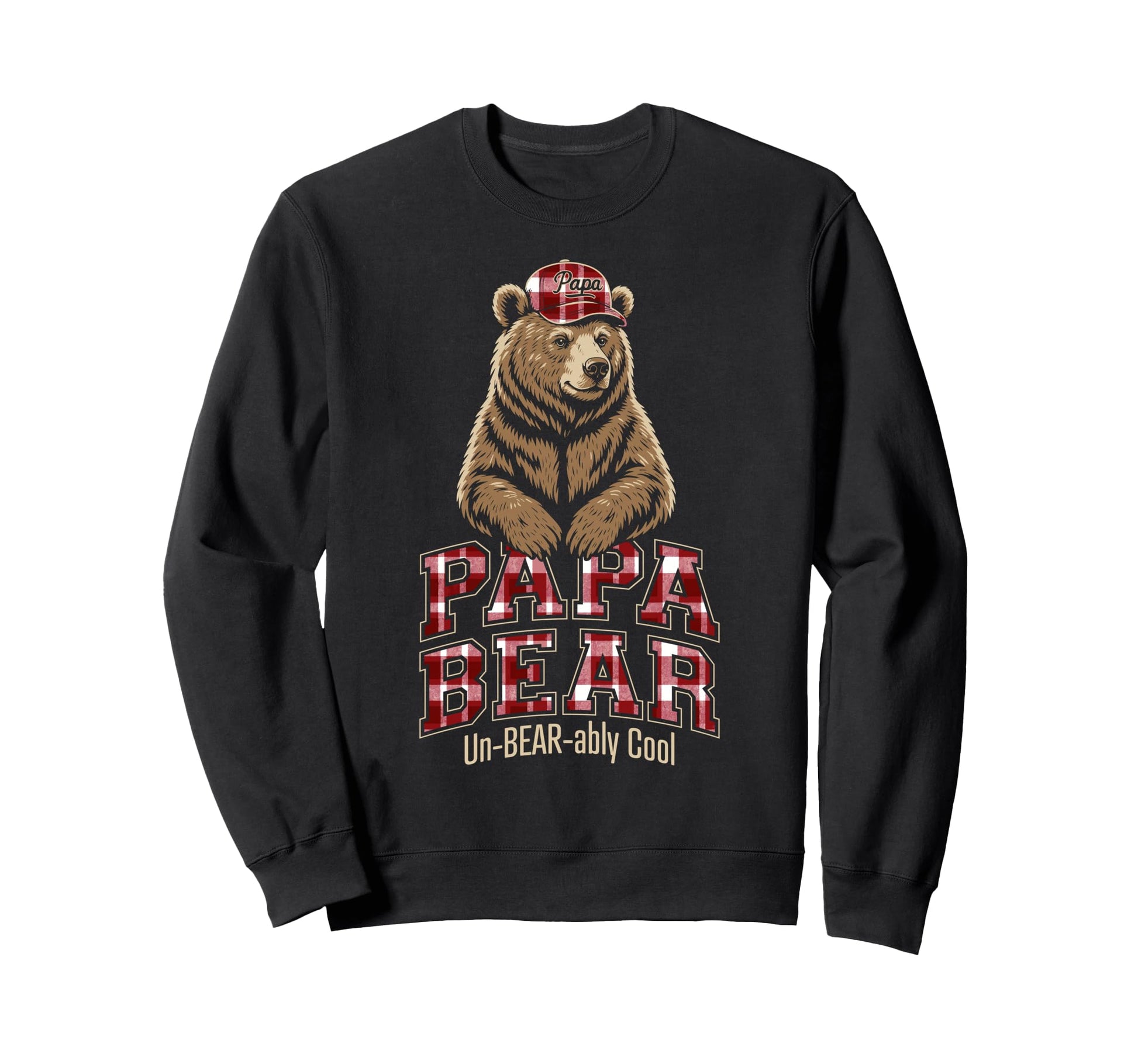 Papa Bear Red Plaid Pattern Sweatshirt - Novelty Apparel for Adults - T-Shirt, Sweatshirt, Hoodie