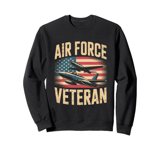 Air Force Veteran Us American Flag Sweatshirt - Aesthetic Graphic Unisex - T-Shirt, Sweatshirt, Hoodie