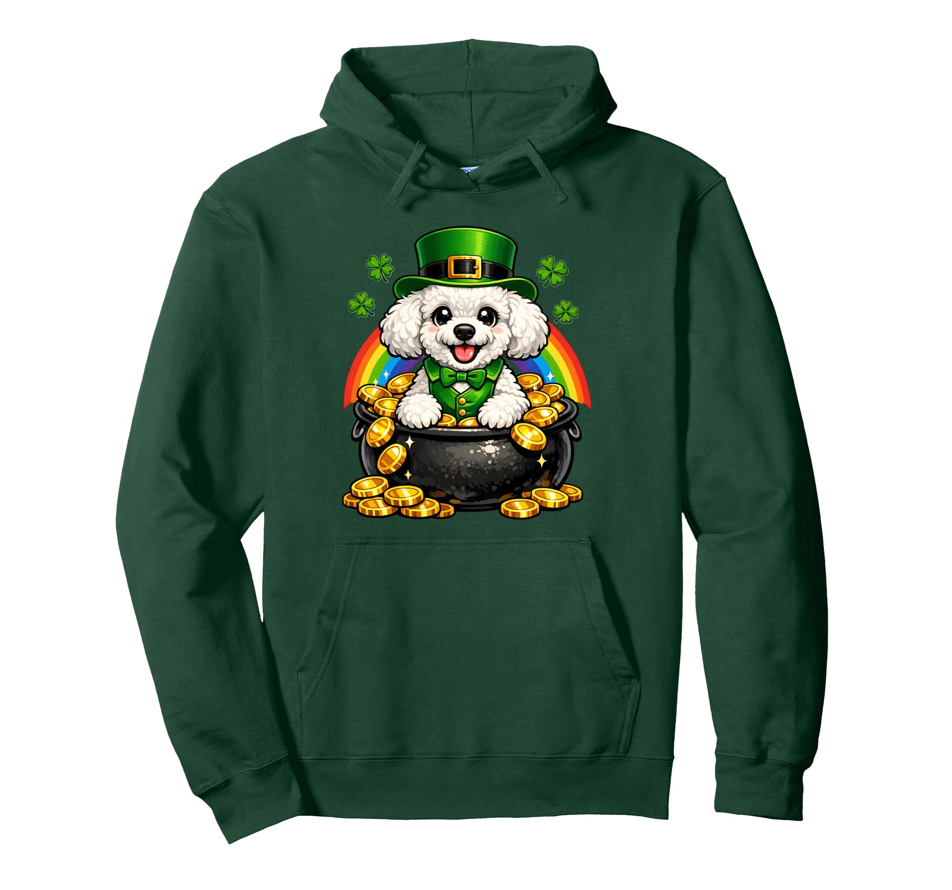 Happy Leprechaun Miniature Poodle Mini Hoodie - Unique Graphic Unisex - T-Shirt, Sweatshirt, Hoodie
