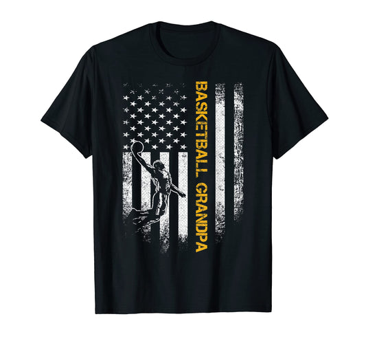 American Flag Proud Basketball Grandpa T-Shirt - Aesthetic Graphic Unisex - T-Shirt, Sweatshirt, Hoodie
