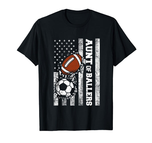 Aunt Ballers Funny Usa Flag Soccer T-Shirt - Custom Art Print Unisex - T-Shirt, Sweatshirt, Hoodie