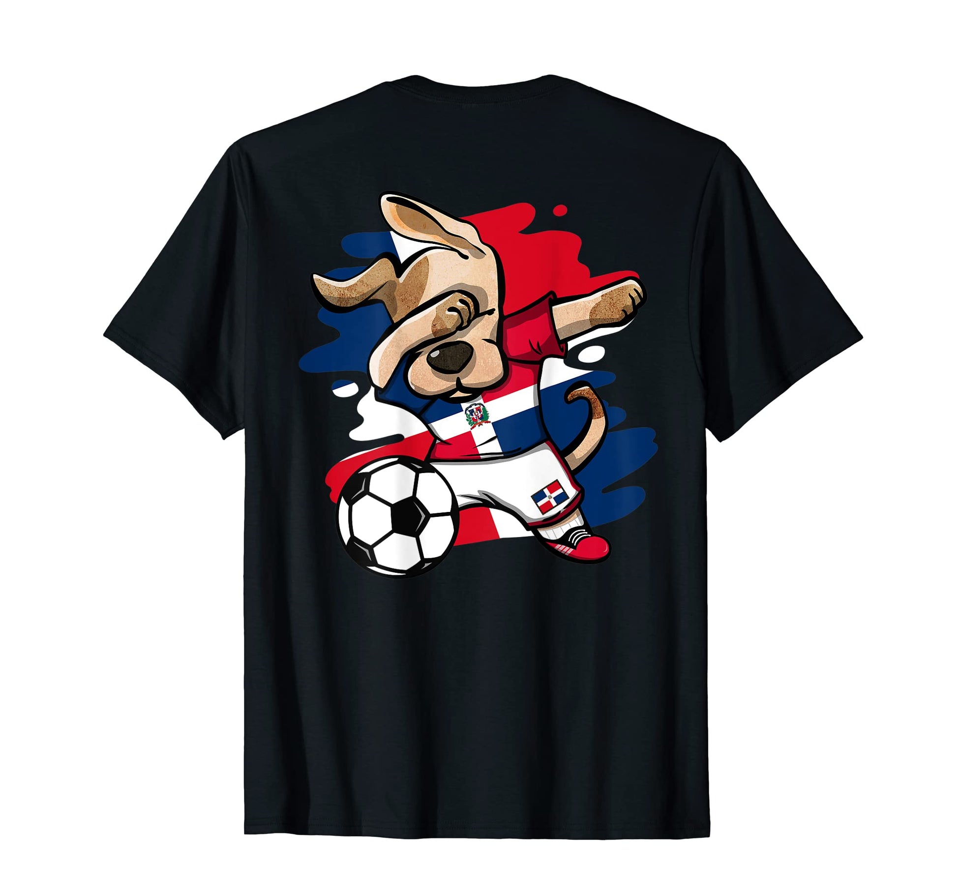 Dabbing Dog Dominican Republic Soccer T-Shirt - Novelty Apparel for Adults - T-Shirt, Sweatshirt, Hoodie
