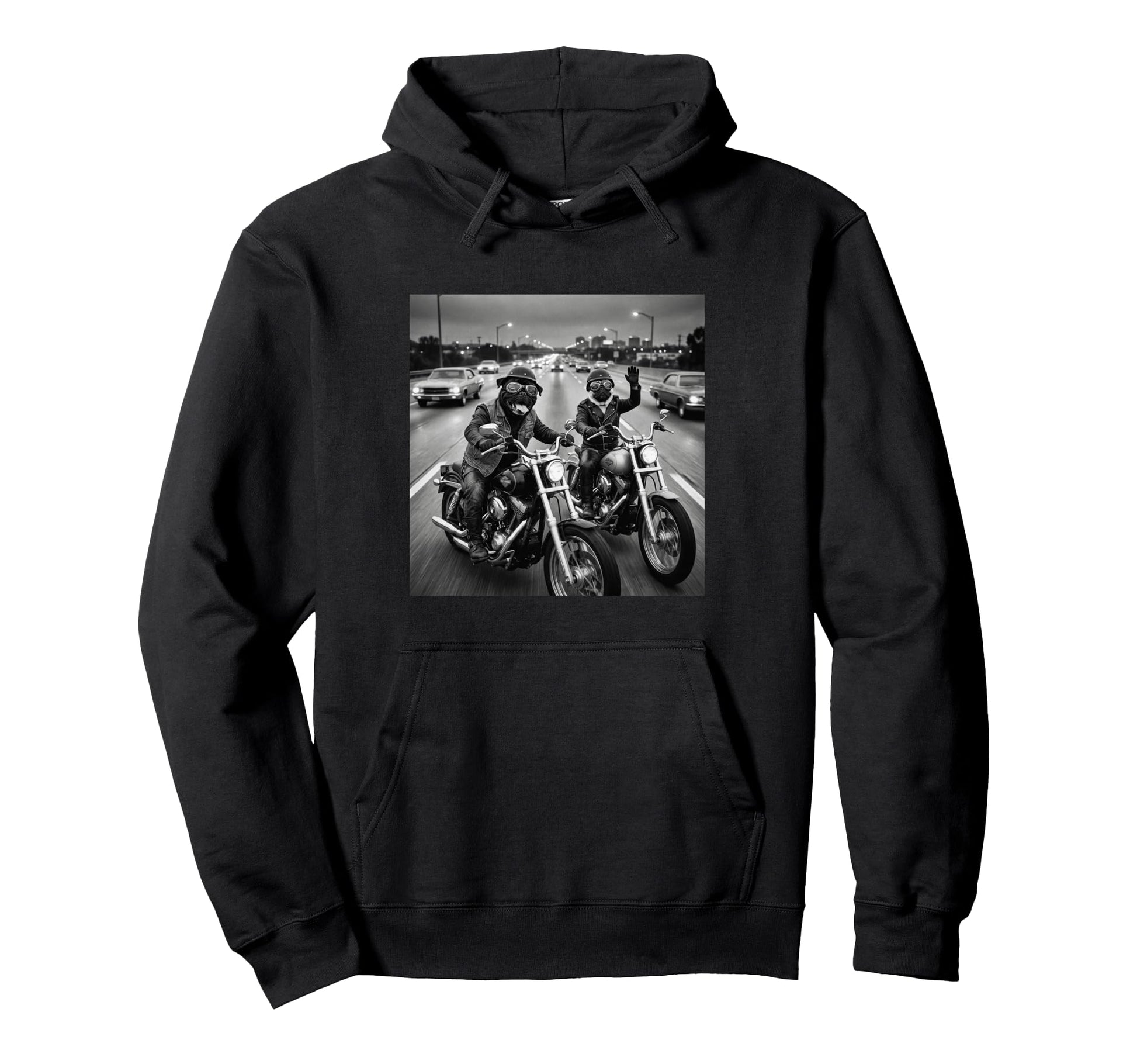 Pug Biker Funny Costume Meme Dad Hoodie - Aesthetic Graphic Unisex - T-Shirt, Sweatshirt, Hoodie