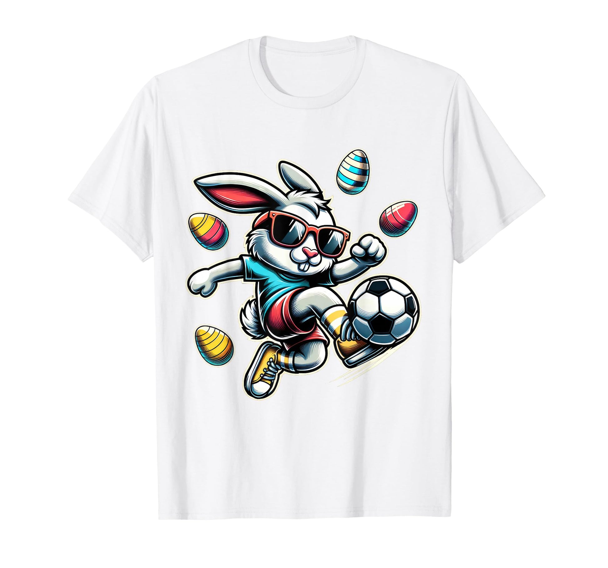 Happy Easter Soccer Easter Bunny Funny T-Shirt - Minimalist Print Unisex - T-Shirt, Sweatshirt, Hoodie