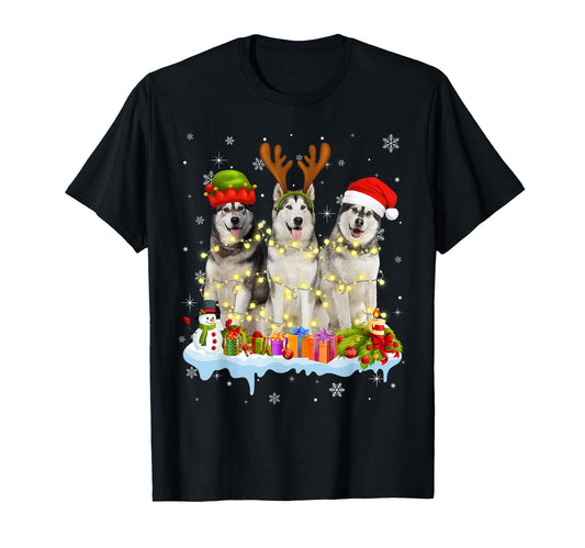 Alaskan Malamute Santa Hat Light T-Shirt - Streetwear Style Men Women - T-Shirt, Sweatshirt, Hoodie