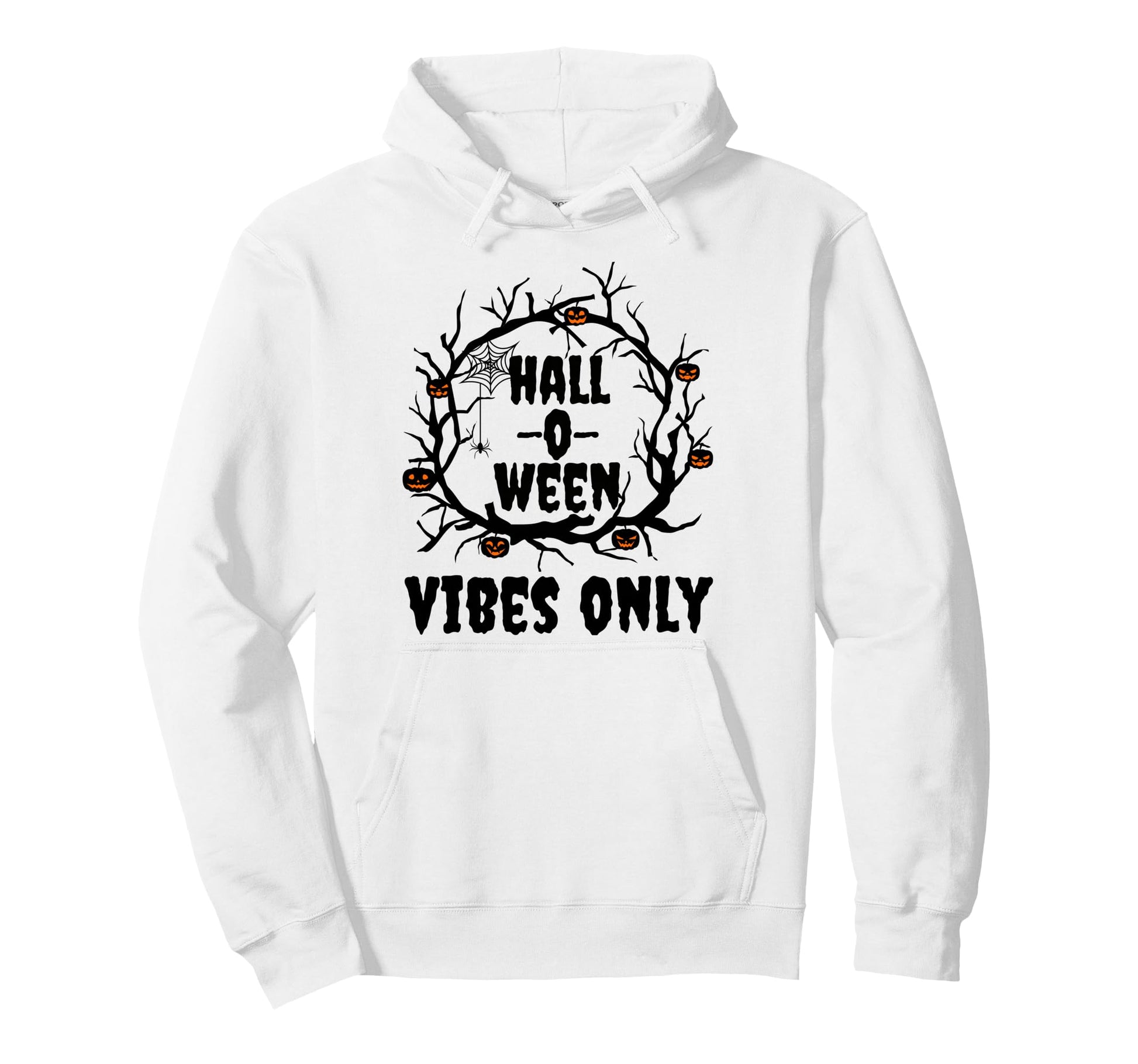 Halloween Vibes Only Pumpkin Fall Wreath Hoodie - Unique Graphic Unisex - T-Shirt, Sweatshirt, Hoodie