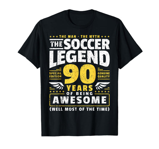 90Th Birthday Soccer Player 90 Years T-Shirt - Custom Art Print Men Women - T-Shirt, Sweatshirt, Hoodie