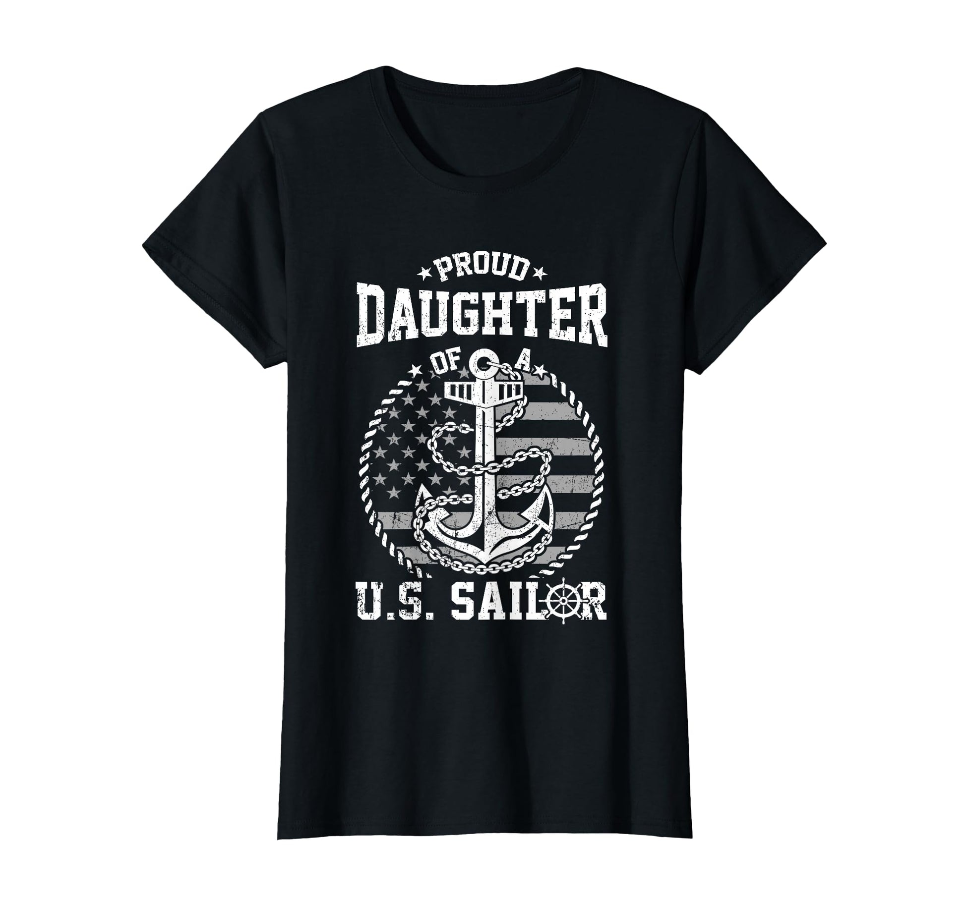 Proud Daughter Us Sailor Anchor Flag T-Shirt - Custom Art Print Men Women - T-Shirt, Sweatshirt, Hoodie
