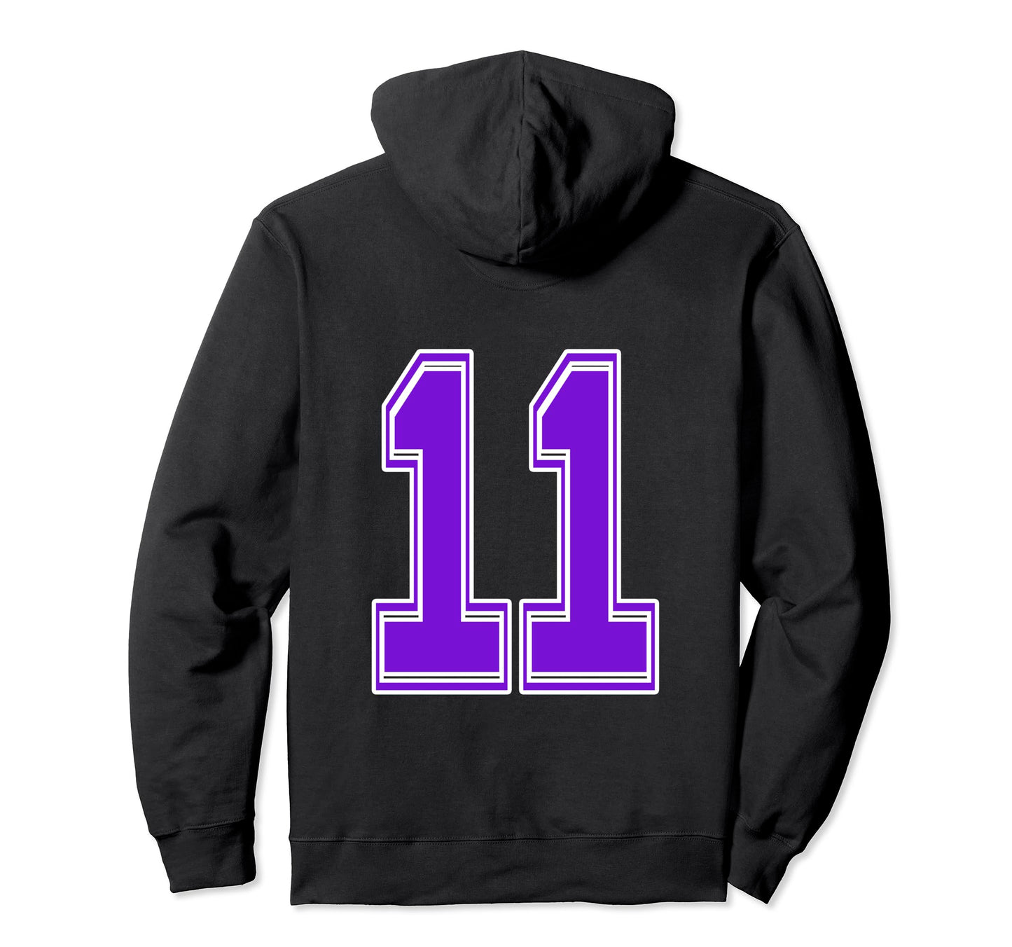 Purple Number 11 Football Baseball Hoodie - Aesthetic Graphic for Adults - T-Shirt, Sweatshirt, Hoodie