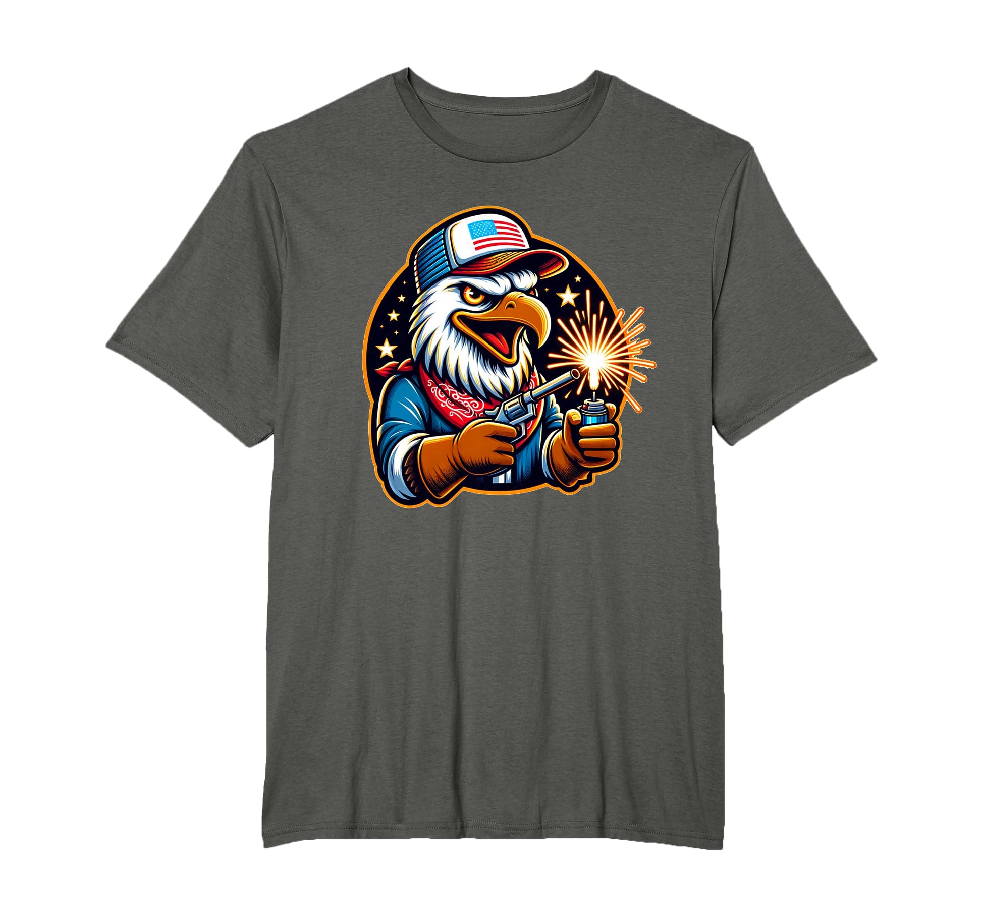 Eagle Lighting Fireworks Funny July T-Shirt - Minimalist Print Men Women - T-Shirt, Sweatshirt, Hoodie