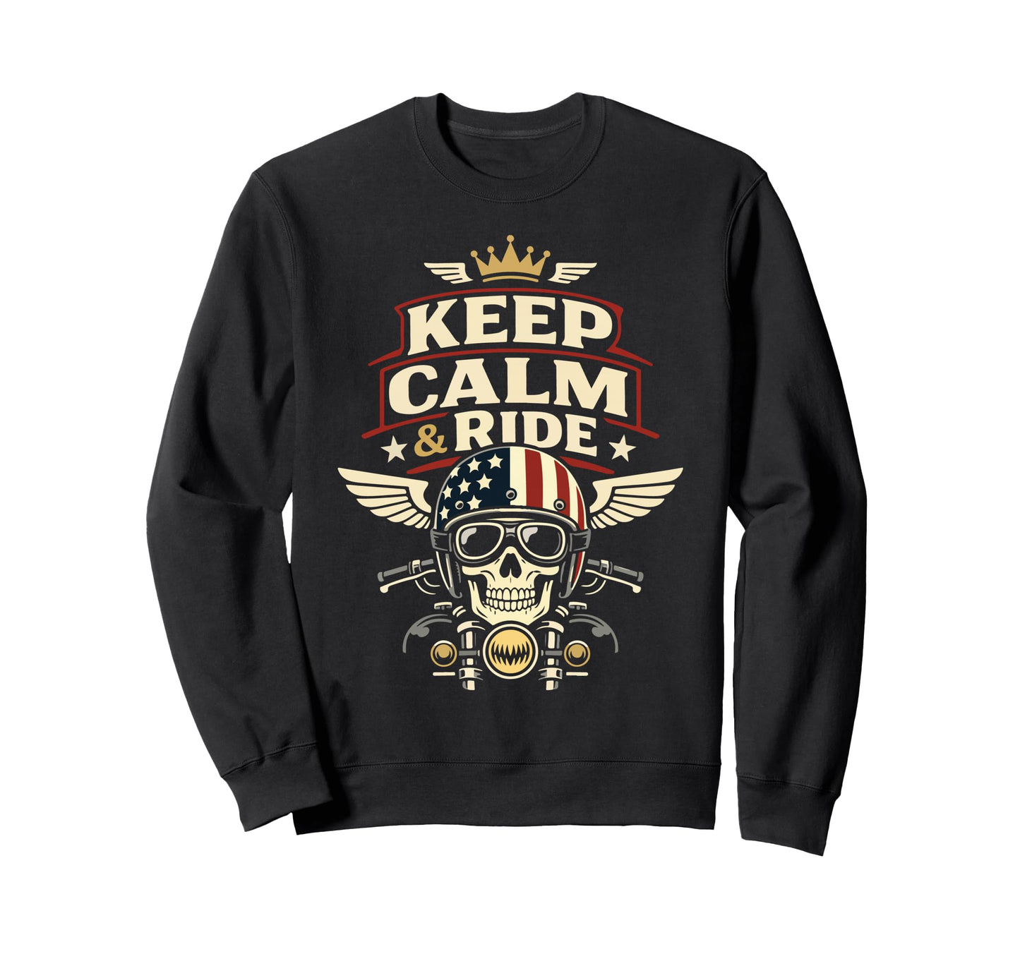 Motorcycle Biker Keep Calm Ride Sweatshirt - Fun Novelty Design Unisex - T-Shirt, Sweatshirt, Hoodie