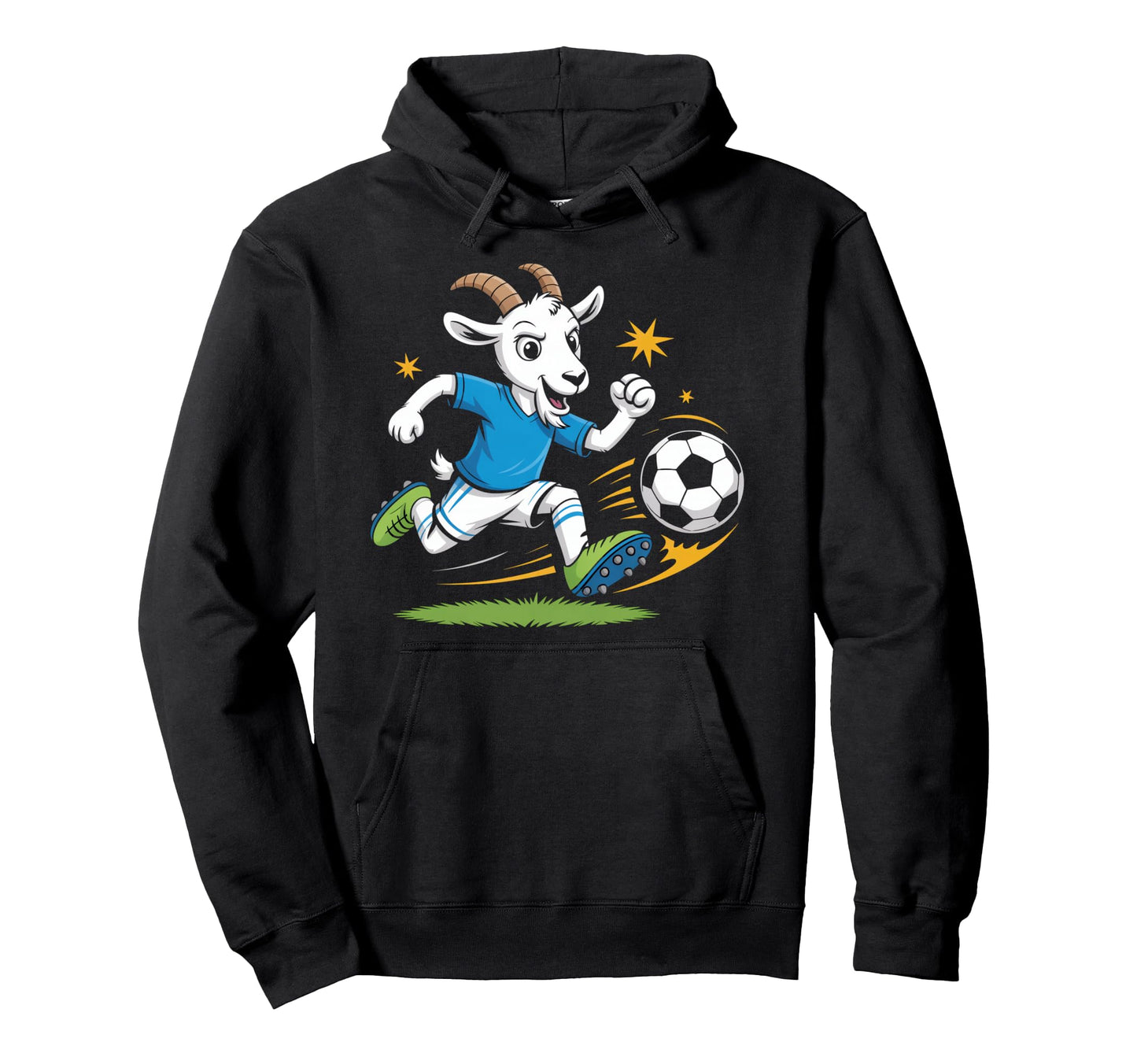 Football Goat Striker Cartoon Soccer Hoodie - Custom Art Print for Adults - T-Shirt, Sweatshirt, Hoodie