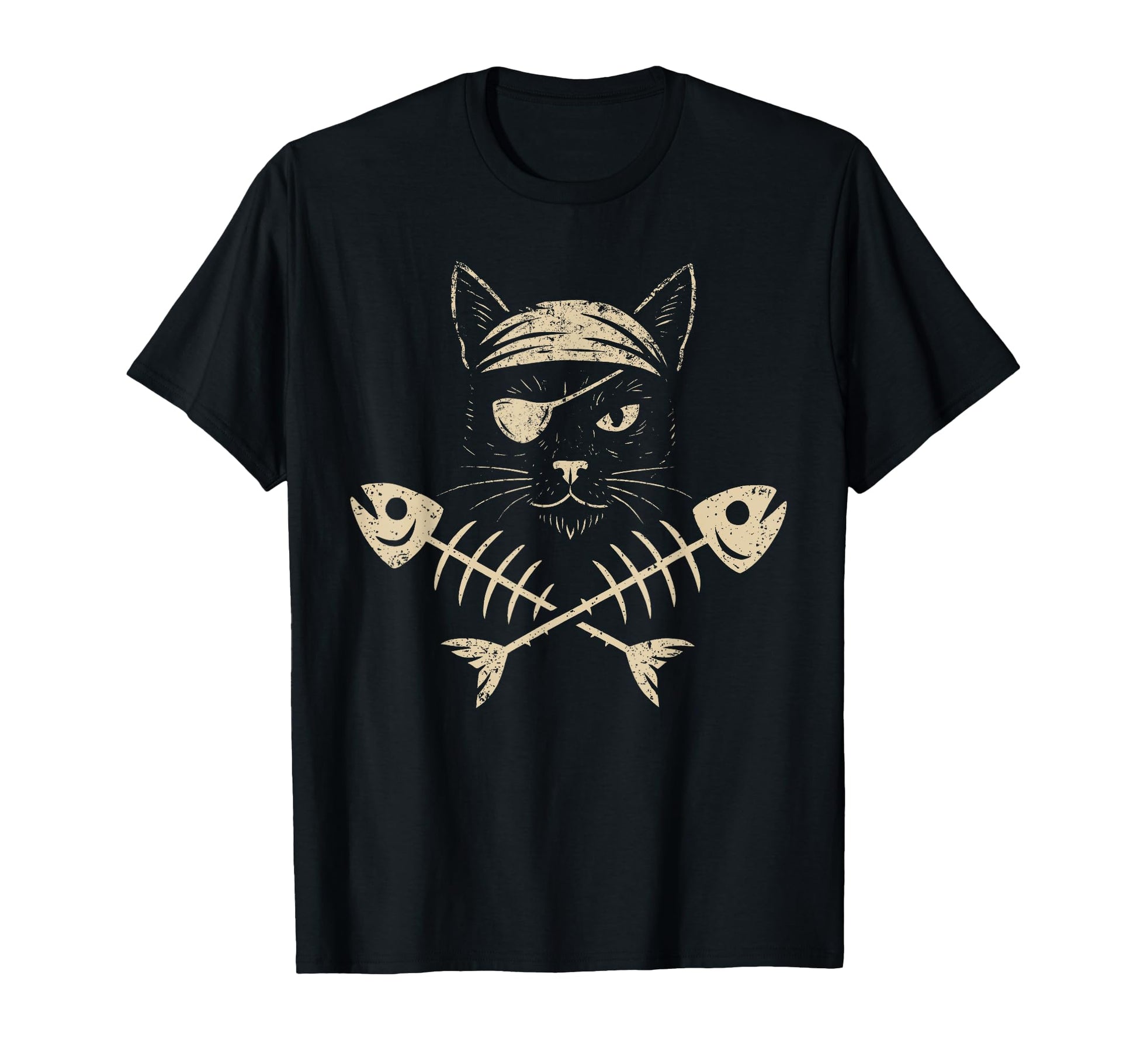 Pirate Black Cat Crossbones Halloween T-Shirt - Unique Graphic for Adults - T-Shirt, Sweatshirt, Hoodie