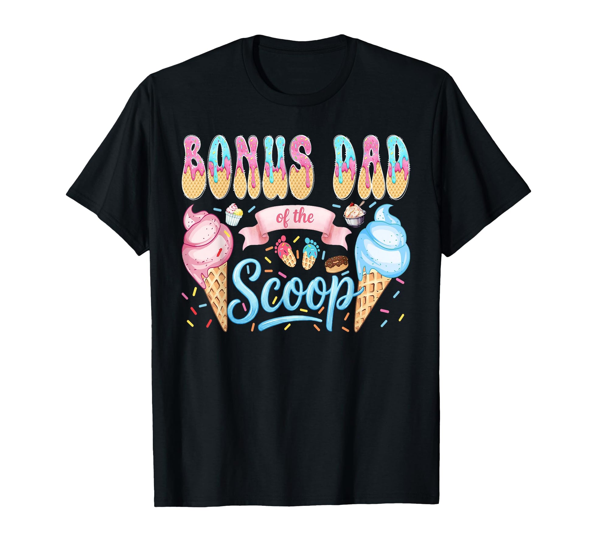 Bonus Dad Scoop Ice Cream Gender Reveal T-Shirt - Minimalist Print Unisex - T-Shirt, Sweatshirt, Hoodie