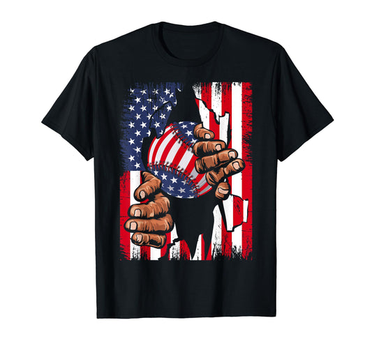 Baseball Player Usa American Flag T-Shirt - Custom Art Print for Adults - T-Shirt, Sweatshirt, Hoodie