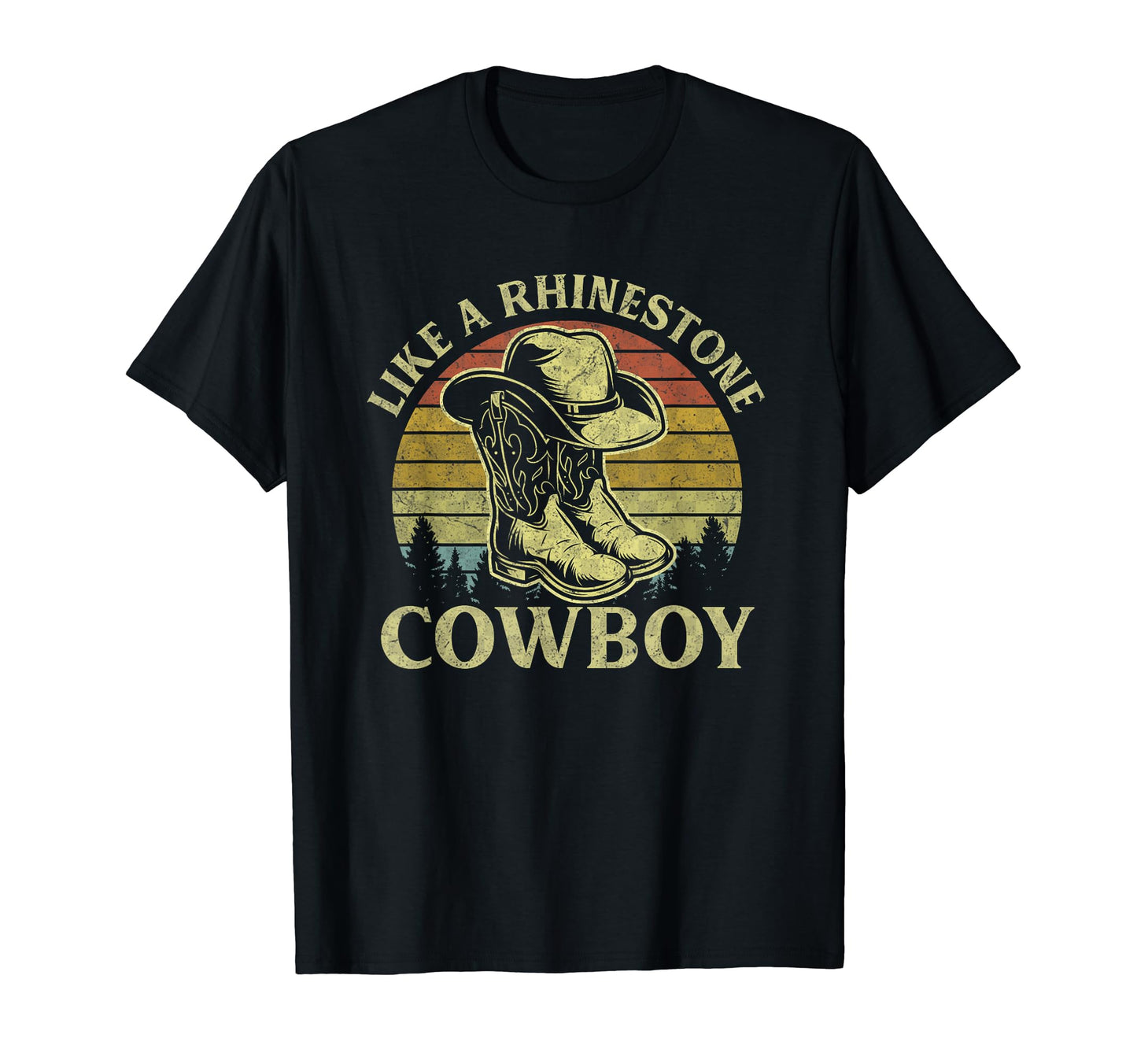 Like Rhinestone Cowboy Hat Boots T-Shirt - Custom Art Print Men Women - T-Shirt, Sweatshirt, Hoodie