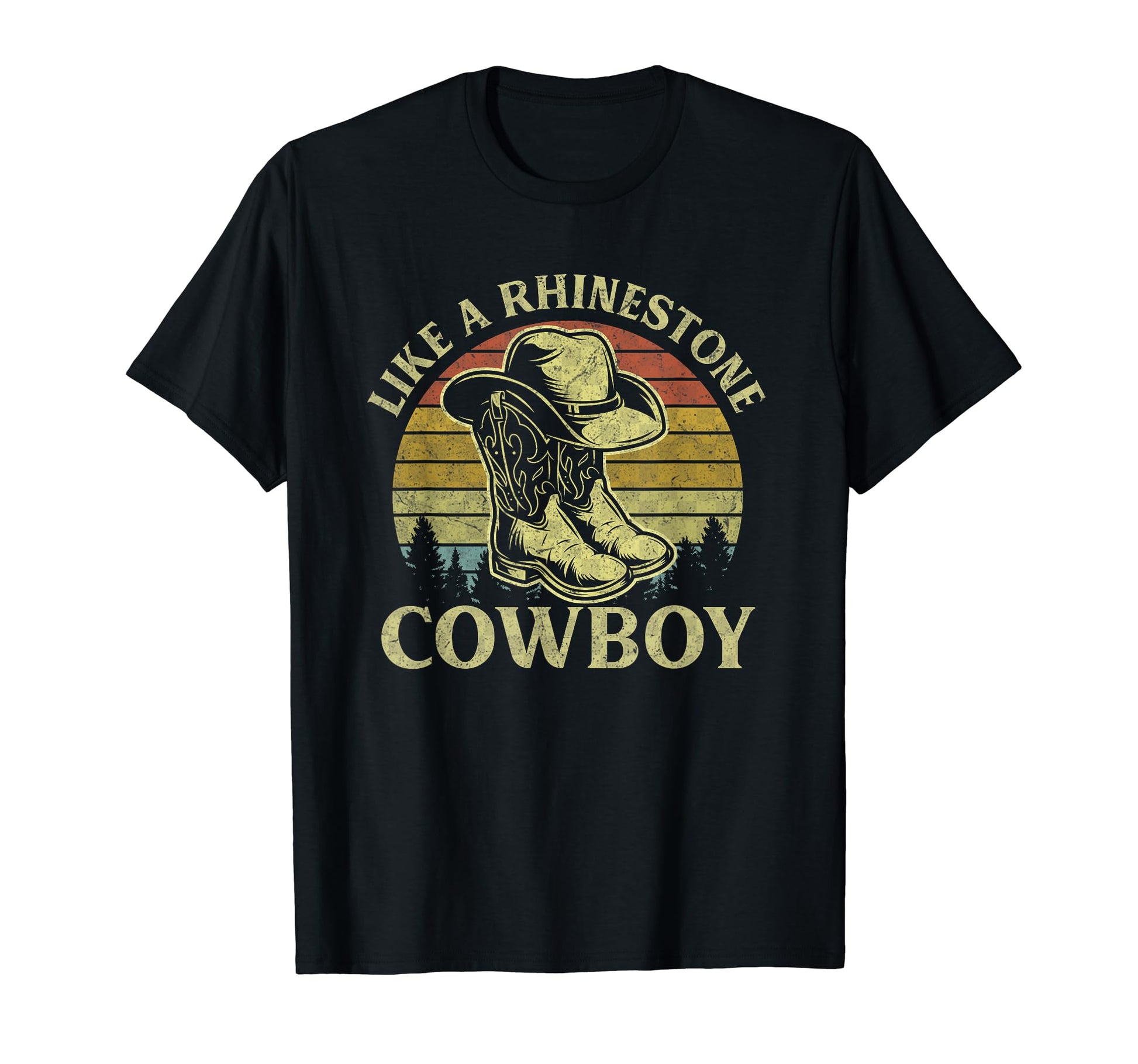 Like Rhinestone Cowboy Hat Boots T-Shirt - Custom Art Print Men Women - T-Shirt, Sweatshirt, Hoodie