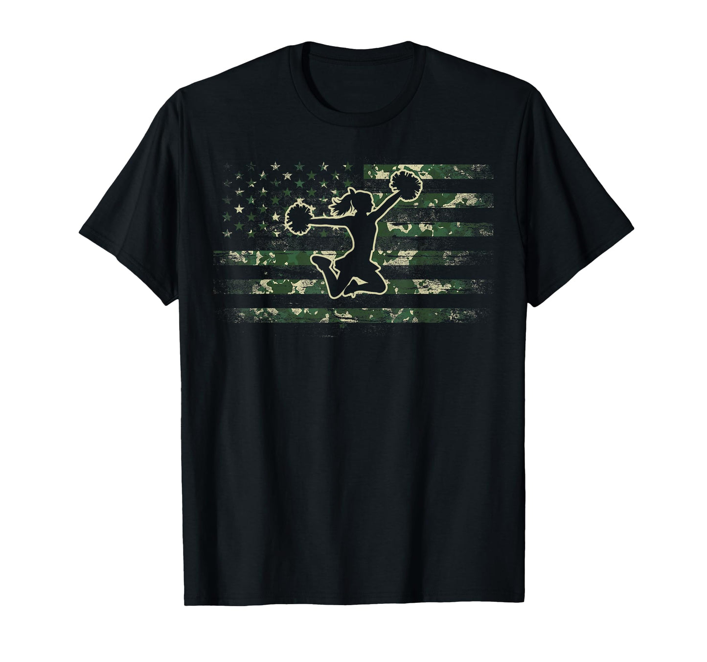 Cheer Dad Camo American Flag Usa T-Shirt - Trendy Graphic for Adults - T-Shirt, Sweatshirt, Hoodie
