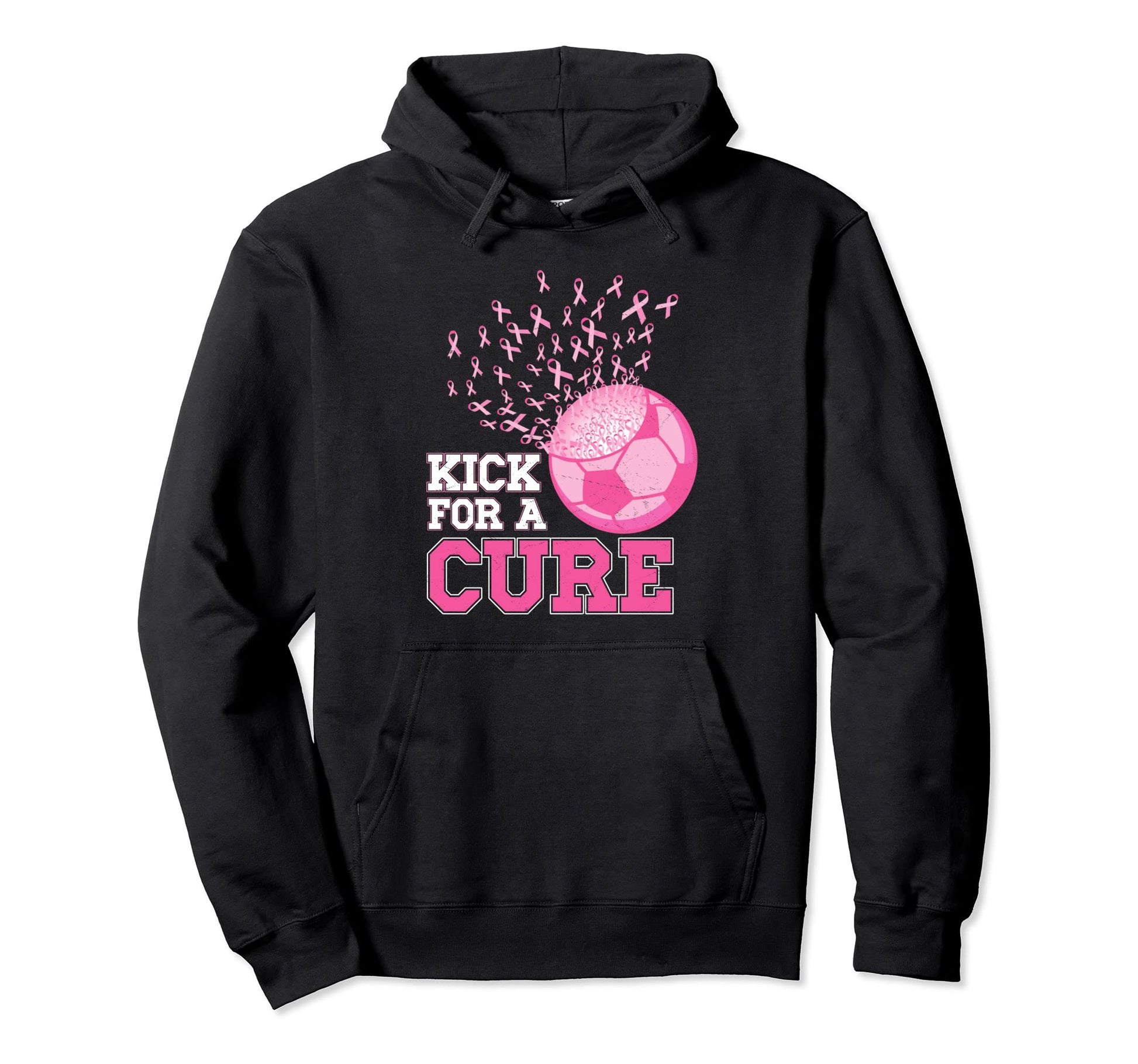 Kick Cure Breast Cancer Awareness Soccer Hoodie - Trendy Graphic Men Women - T-Shirt, Sweatshirt, Hoodie