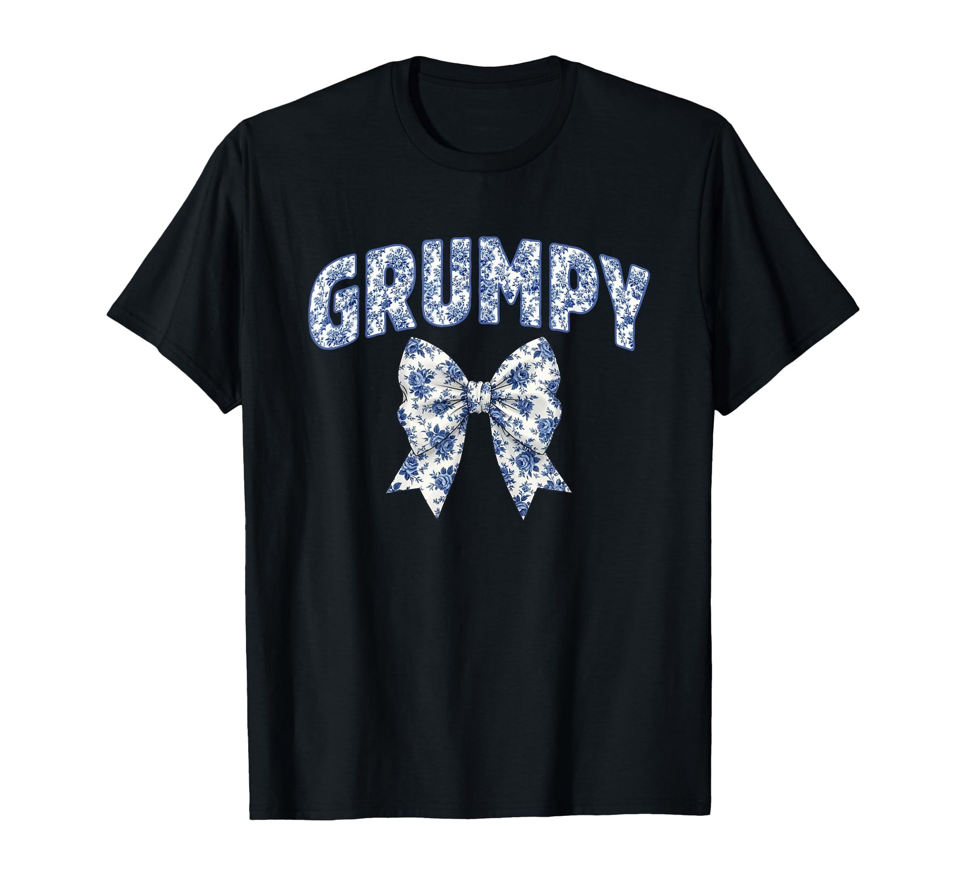 Grumpy Coquette Toile Blue Bow Floral T-Shirt - Minimalist Print Men Women - T-Shirt, Sweatshirt, Hoodie