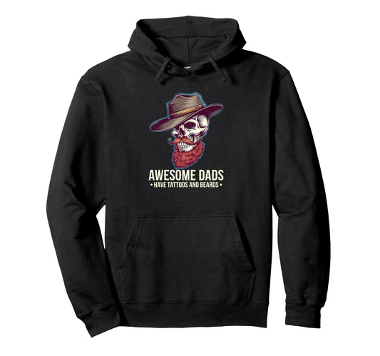 Awesome Dads Have Tattoos And Beards Cowboy Hoodie - Graphic Print Unisex - T-Shirt, Sweatshirt, Hoodie