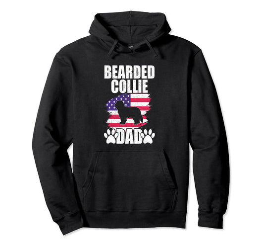 Bearded Collie Dad Dog Lover American Us Hoodie - Unique Graphic Men Women - T-Shirt, Sweatshirt, Hoodie