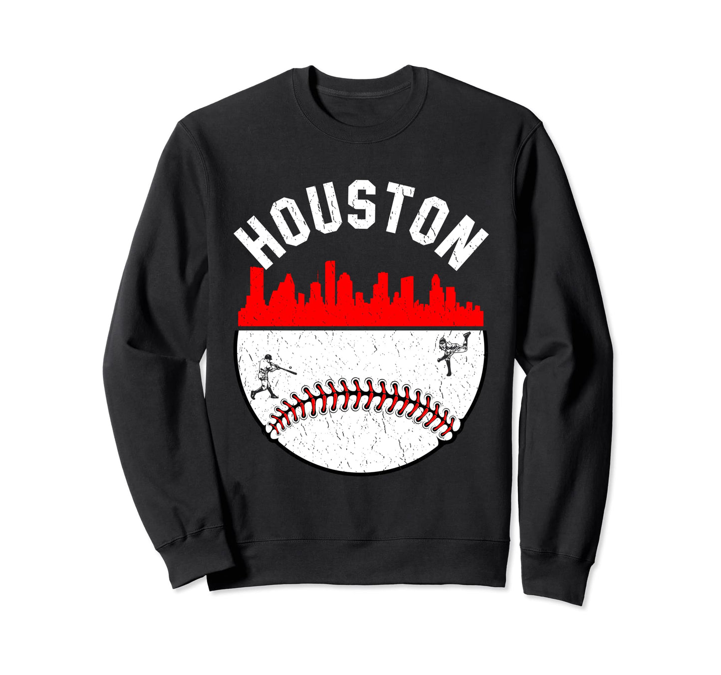 Houston Cityscape Baseball Sweatshirt - Casual Everyday Wear Men Women - T-Shirt, Sweatshirt, Hoodie