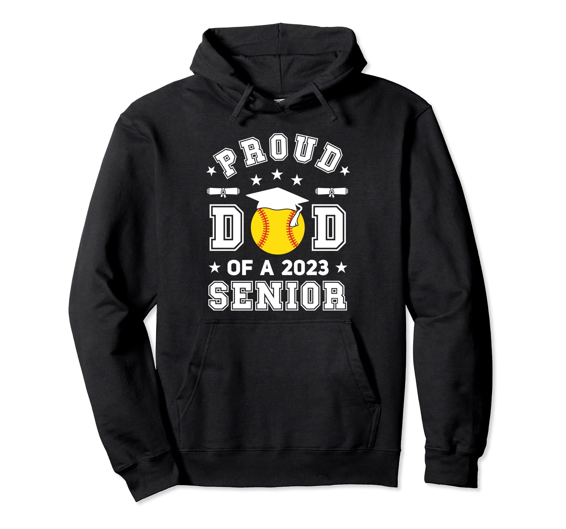 Proud Dad 2023 Senior Highschool Softball Hoodie - Graphic Print Unisex - T-Shirt, Sweatshirt, Hoodie