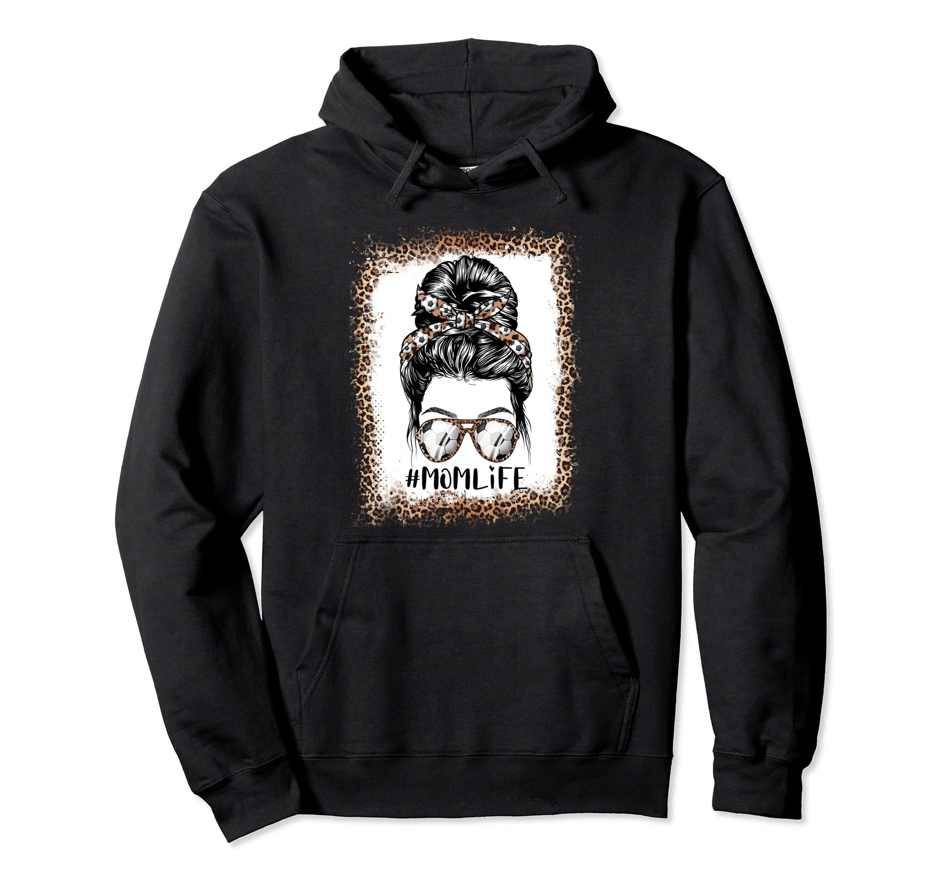 Messy Bun Soccer Mom Leopard Family Hoodie - Aesthetic Graphic Men Women - T-Shirt, Sweatshirt, Hoodie