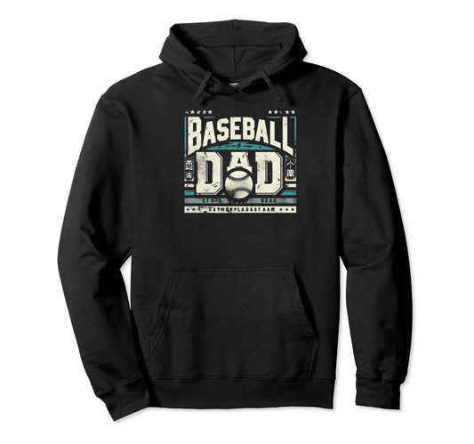 Baseball Dad Fathers Day Hoodie - Unique Graphic for Adults - T-Shirt, Sweatshirt, Hoodie