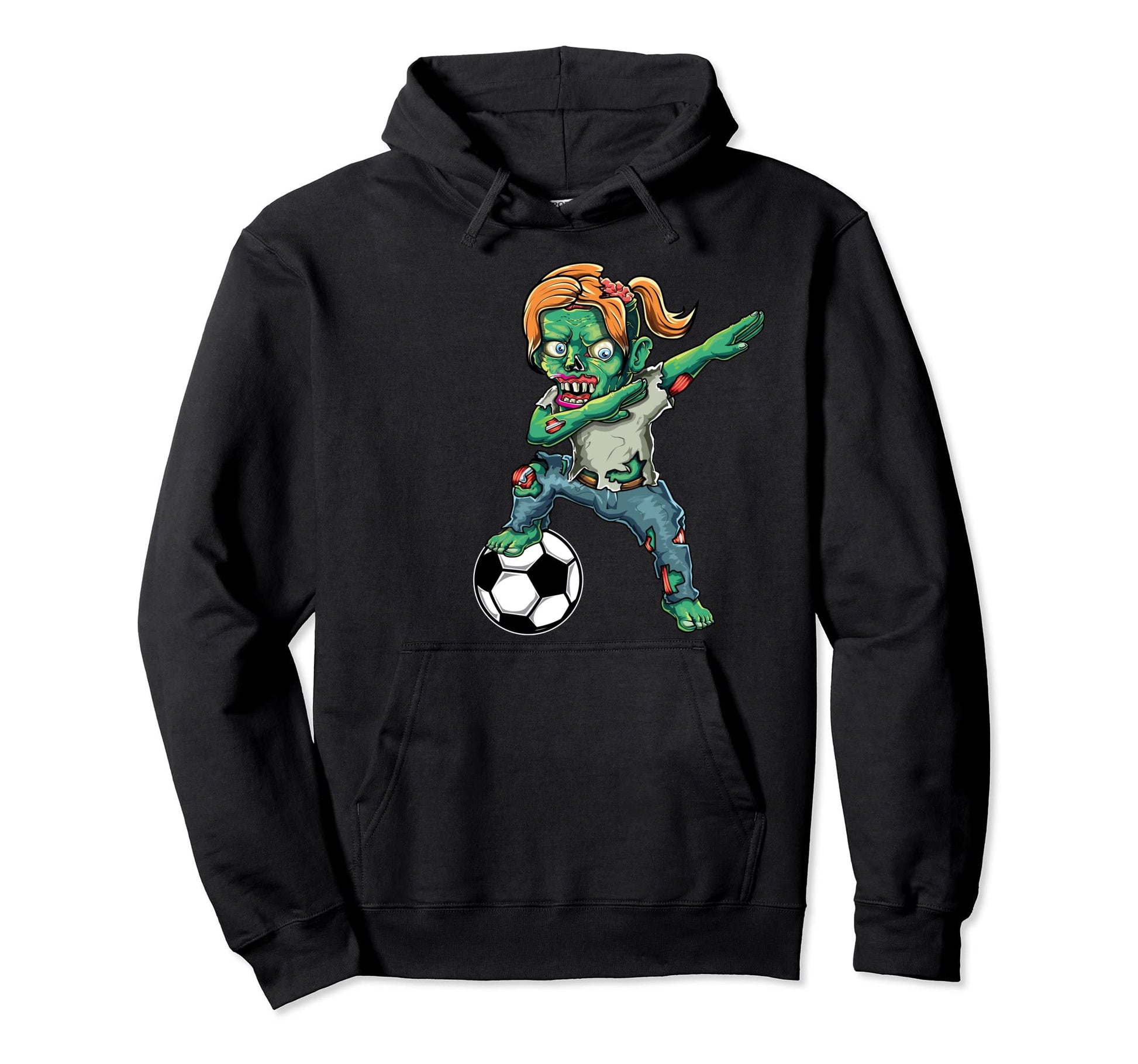 Female Zombie Halloween Soccer Lover Team Hoodie - Trendy Graphic Unisex - T-Shirt, Sweatshirt, Hoodie