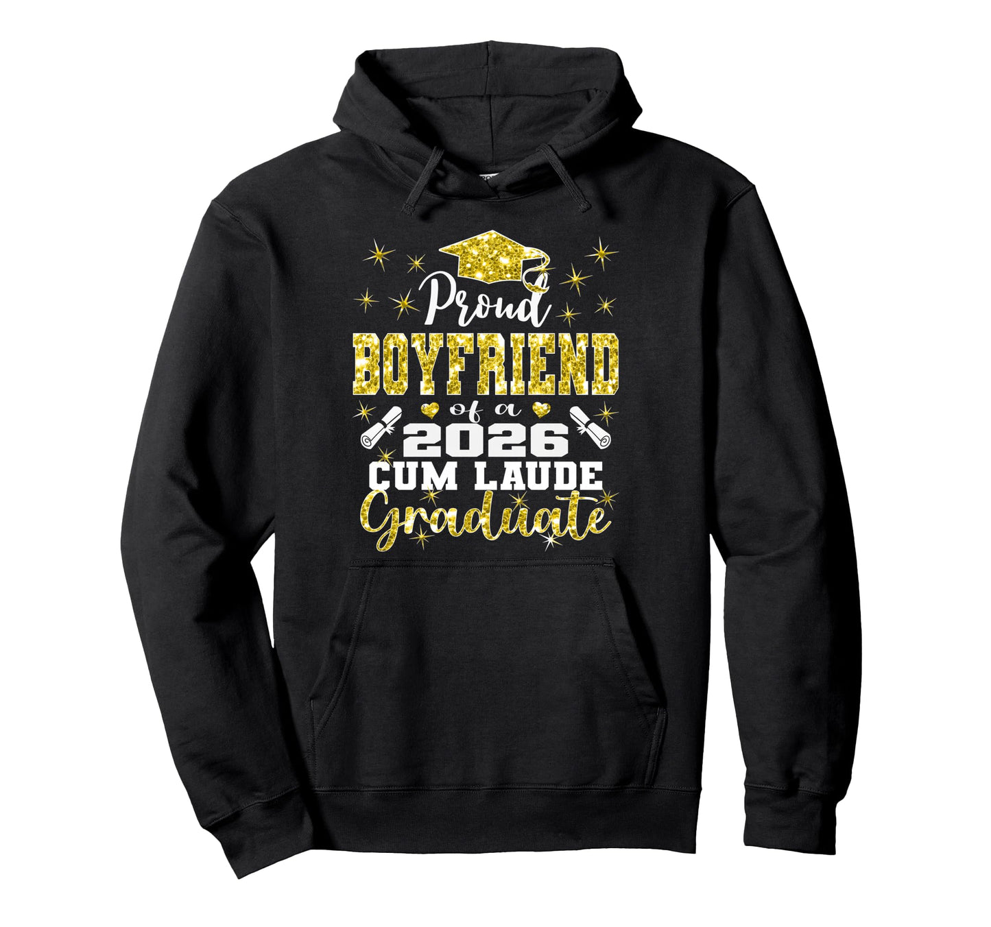 Proud Boyfriend 2026 Cum Laude Graduate Hoodie - Aesthetic Graphic Unisex - T-Shirt, Sweatshirt, Hoodie