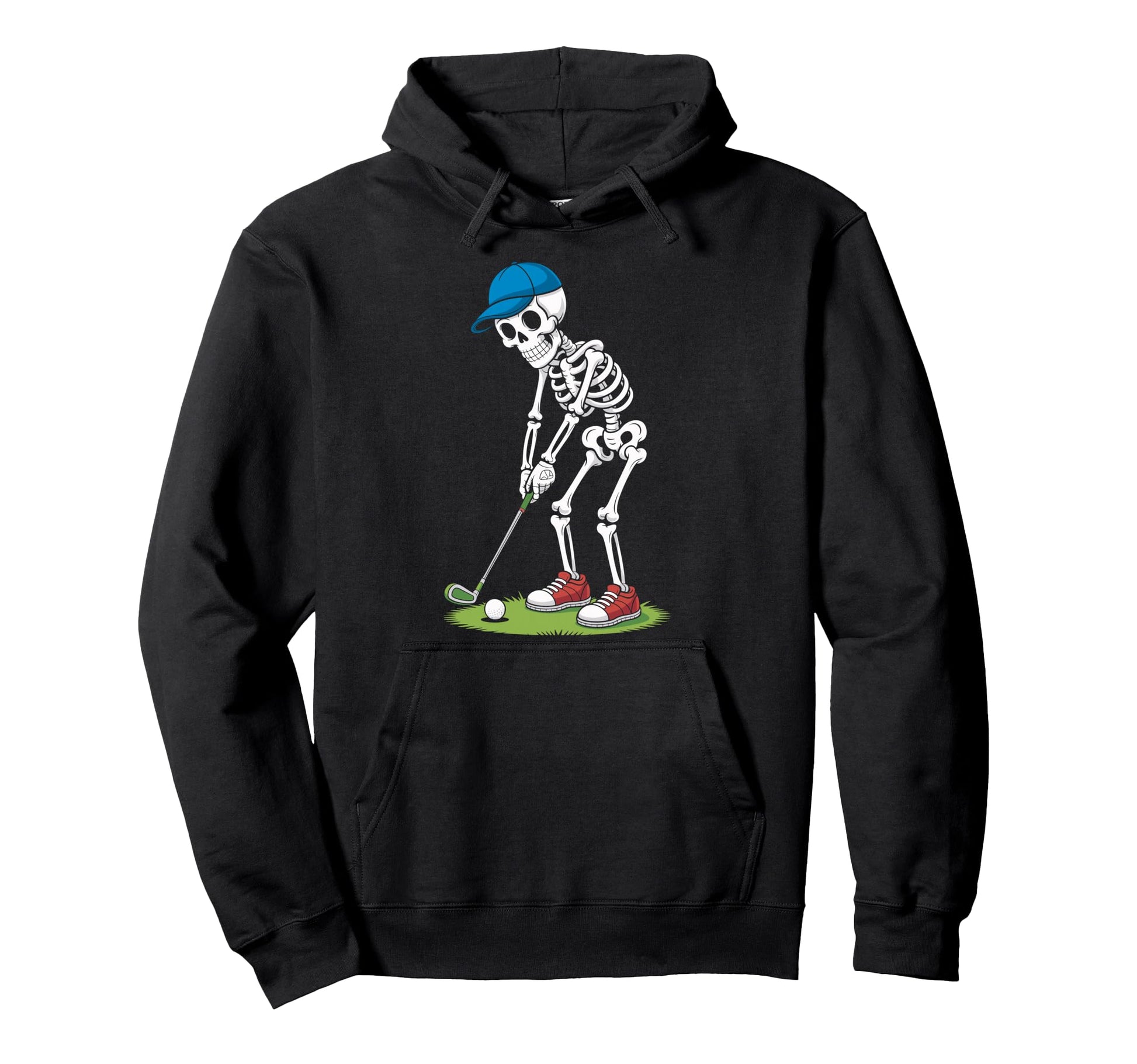 Skeleton Golf Halloween Golfer Golfing Hoodie - Minimalist Print Men Women - T-Shirt, Sweatshirt, Hoodie