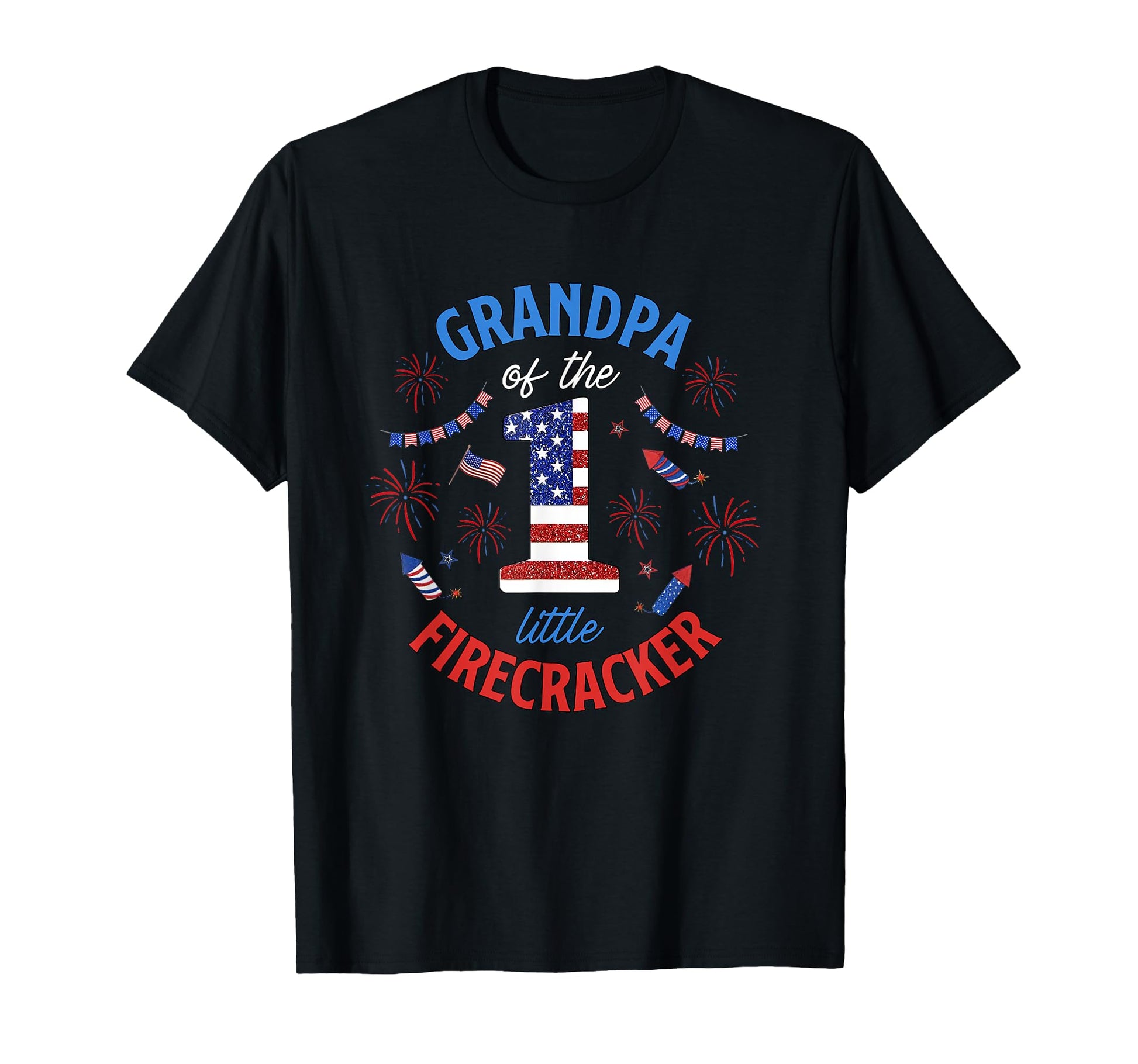 Grandpa Little Firecracker 4Th July T-Shirt - Novelty Apparel for Adults - T-Shirt, Sweatshirt, Hoodie