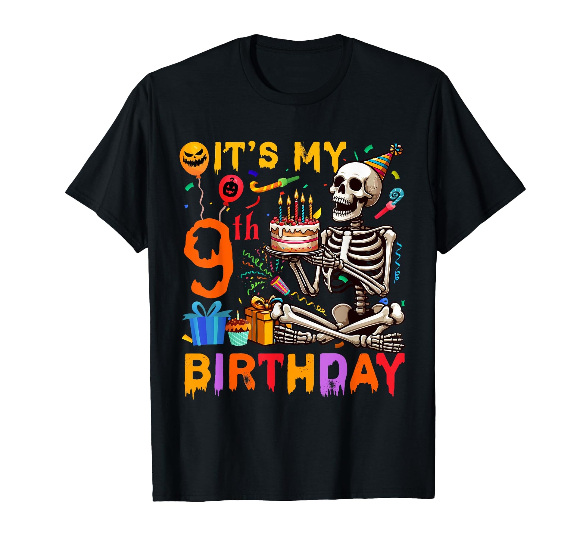Its My 9Th Birthday Halloween Skeleton T-Shirt - Trendy Graphic for Adults - T-Shirt, Sweatshirt, Hoodie