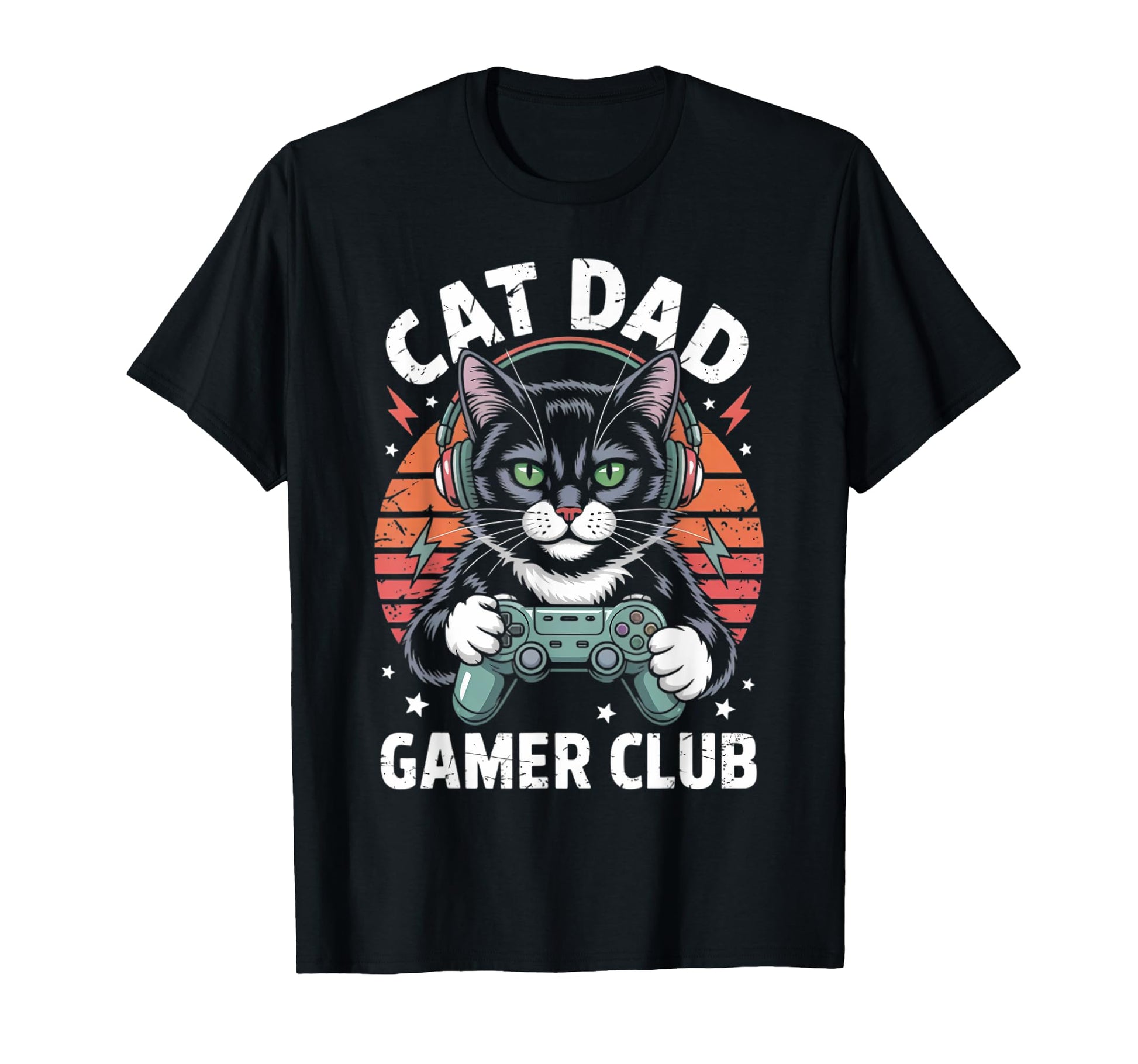 Funny Cat Dad Gamer Club Him Video Game T-Shirt - Unique Graphic Men Women - T-Shirt, Sweatshirt, Hoodie