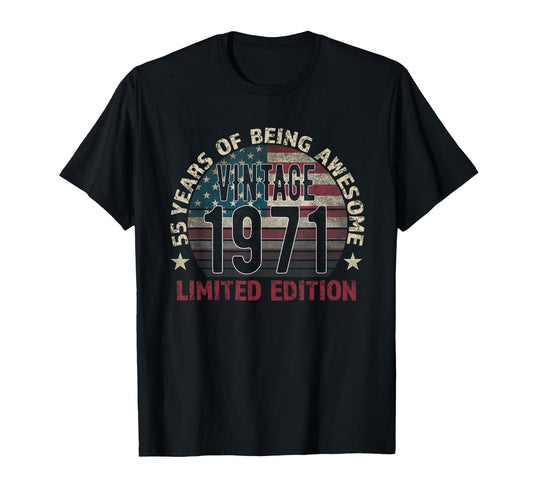 55Th Birthday Gift Born 1971 Turning T-Shirt - Novelty Apparel Men Women - T-Shirt, Sweatshirt, Hoodie