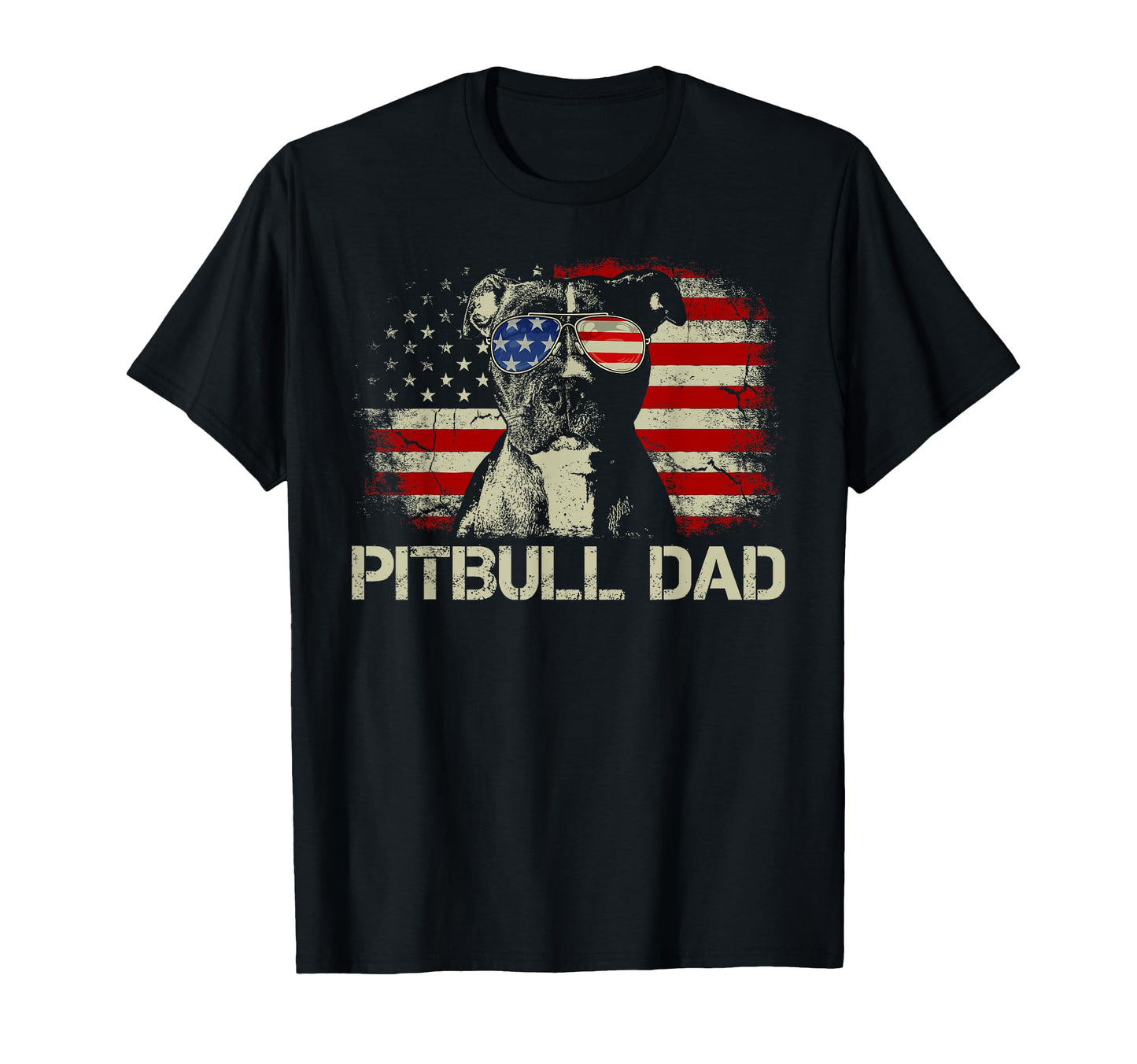 Best Pitbull Dad Ever American Flag T-Shirt - Novelty Apparel for Adults - T-Shirt, Sweatshirt, Hoodie