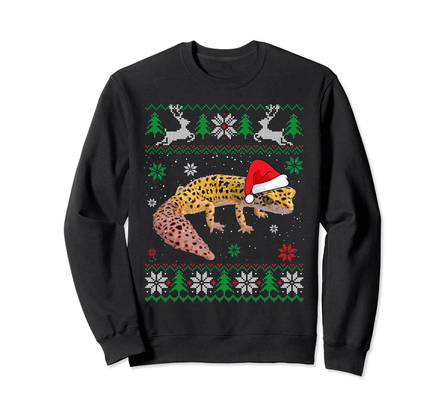 Ugly Leopard Gecko Lover Santa Hat Sweatshirt - Unique Graphic Unisex - T-Shirt, Sweatshirt, Hoodie