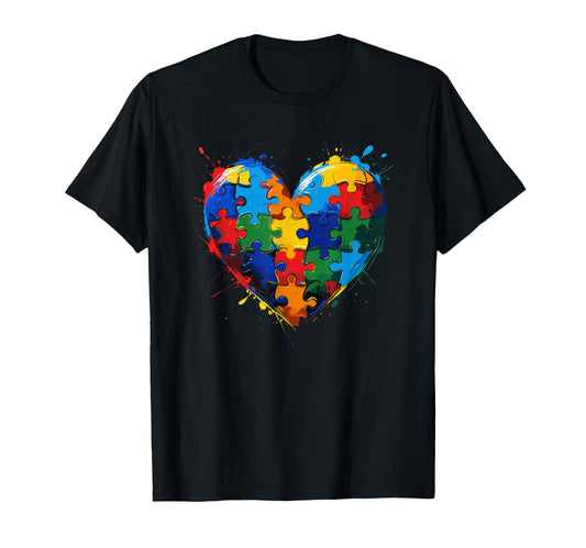 Autism Awareness Heart Valentine Day T-Shirt - Trendy Graphic Unisex - T-Shirt, Sweatshirt, Hoodie