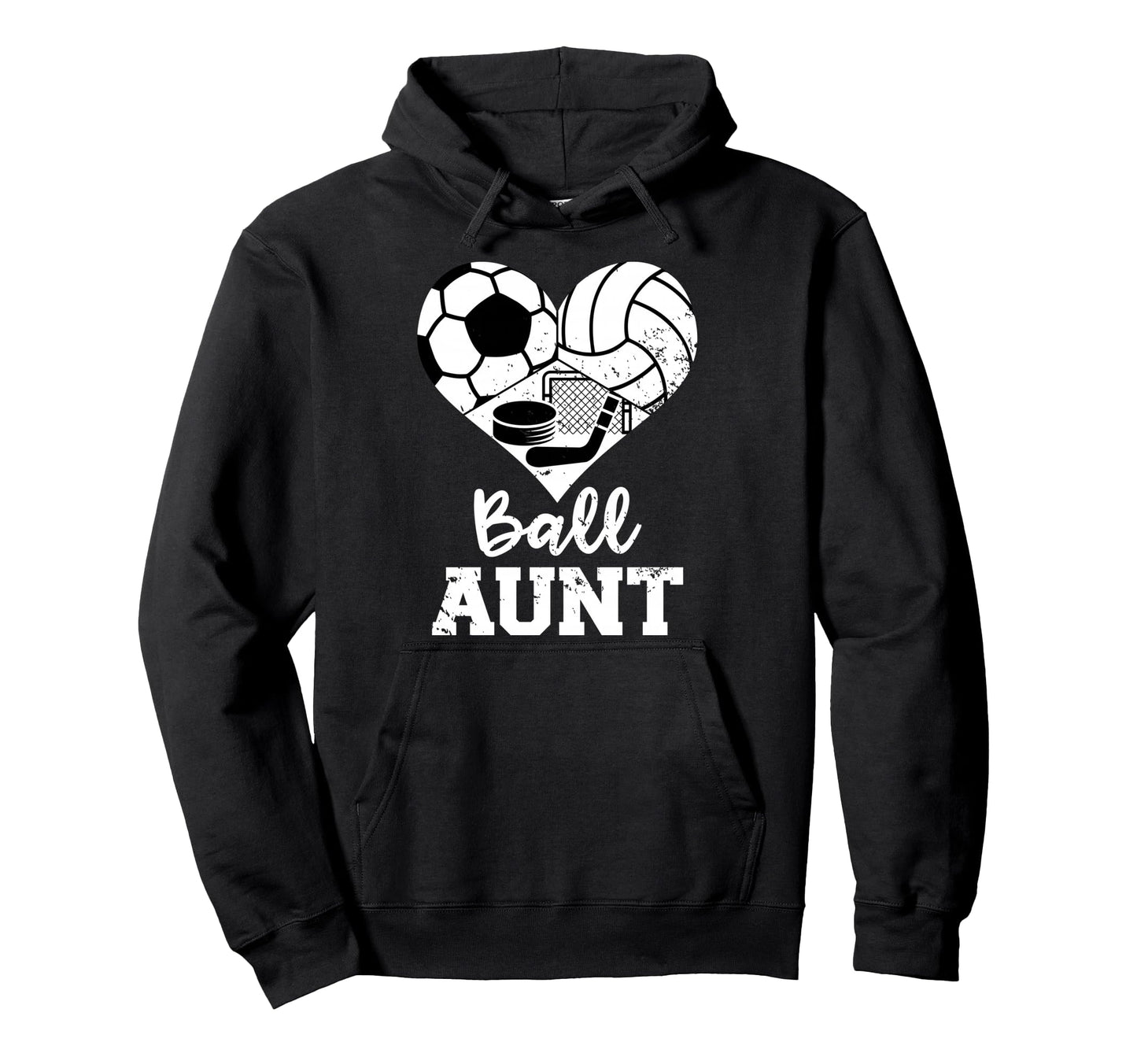 Ball Aunt Heart Funny Soccer Hoodie - Casual Everyday Wear for Adults - T-Shirt, Sweatshirt, Hoodie