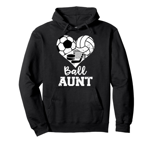 Ball Aunt Heart Funny Soccer Hoodie - Casual Everyday Wear for Adults - T-Shirt, Sweatshirt, Hoodie
