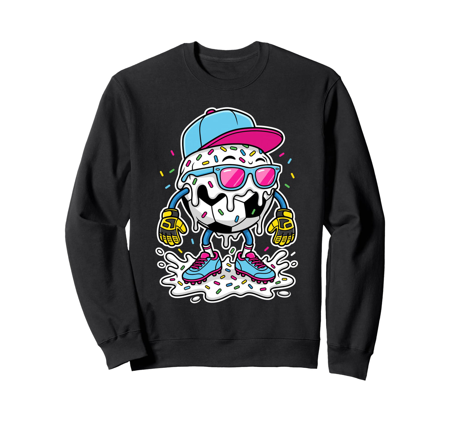 Soccer Ball Melting Ice Cream Sweatshirt - Aesthetic Graphic Men Women - T-Shirt, Sweatshirt, Hoodie