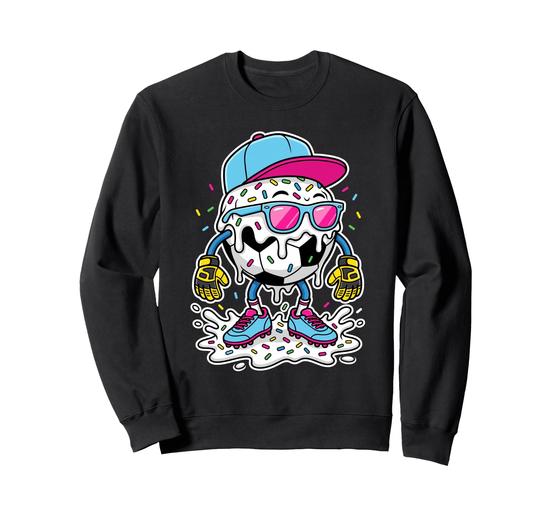 Soccer Ball Melting Ice Cream Sweatshirt - Aesthetic Graphic Men Women - T-Shirt, Sweatshirt, Hoodie