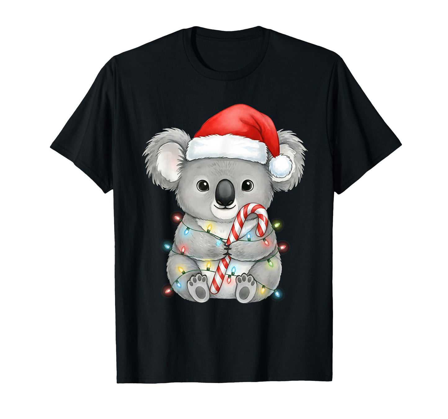 Koala Lights Santa Hat Snow Holiday T-Shirt - Novelty Apparel Unisex - T-Shirt, Sweatshirt, Hoodie