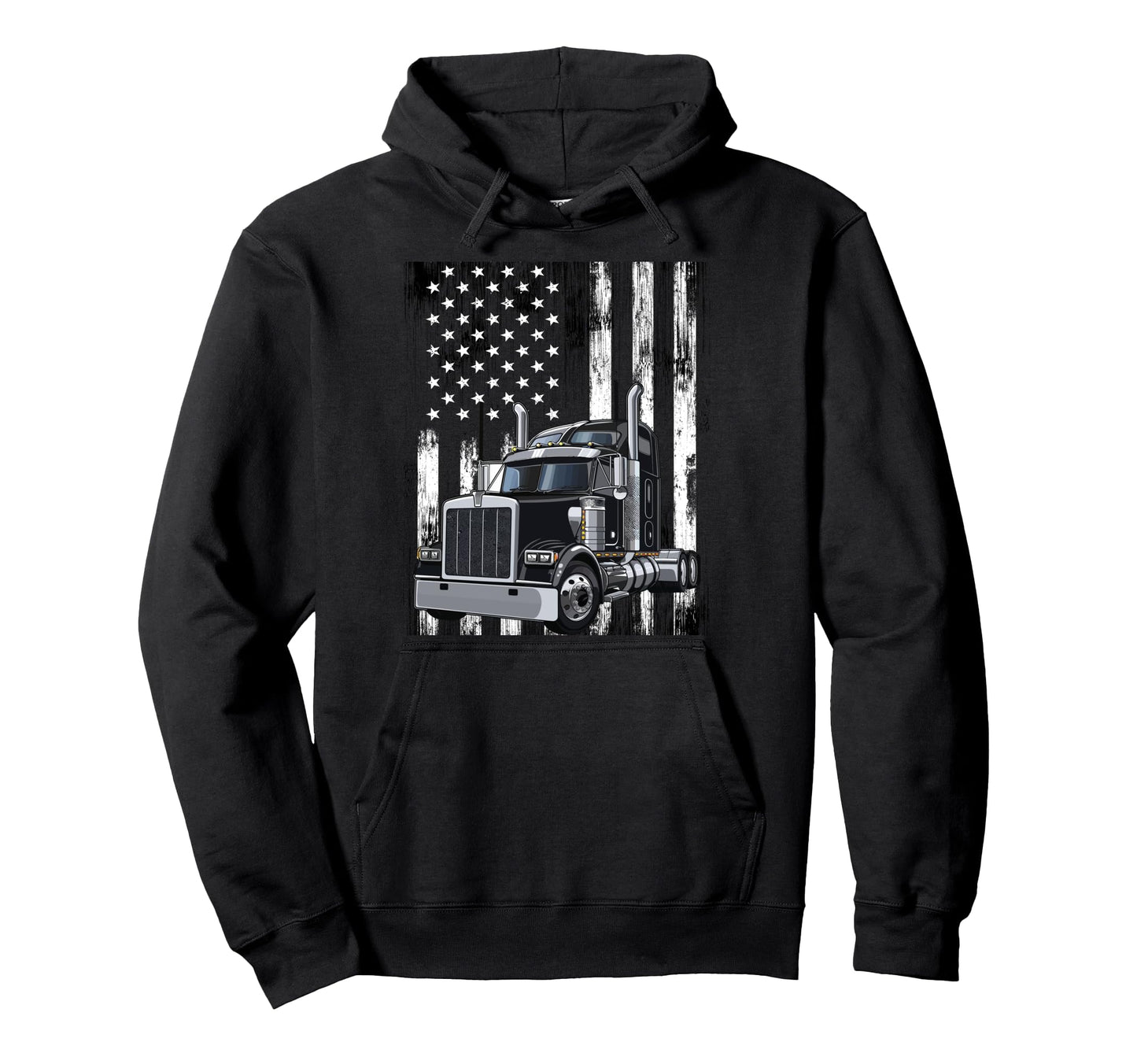 Usa Flag Trucker Grandpa Dad Truck Driver Hoodie - Trendy Graphic Unisex - T-Shirt, Sweatshirt, Hoodie
