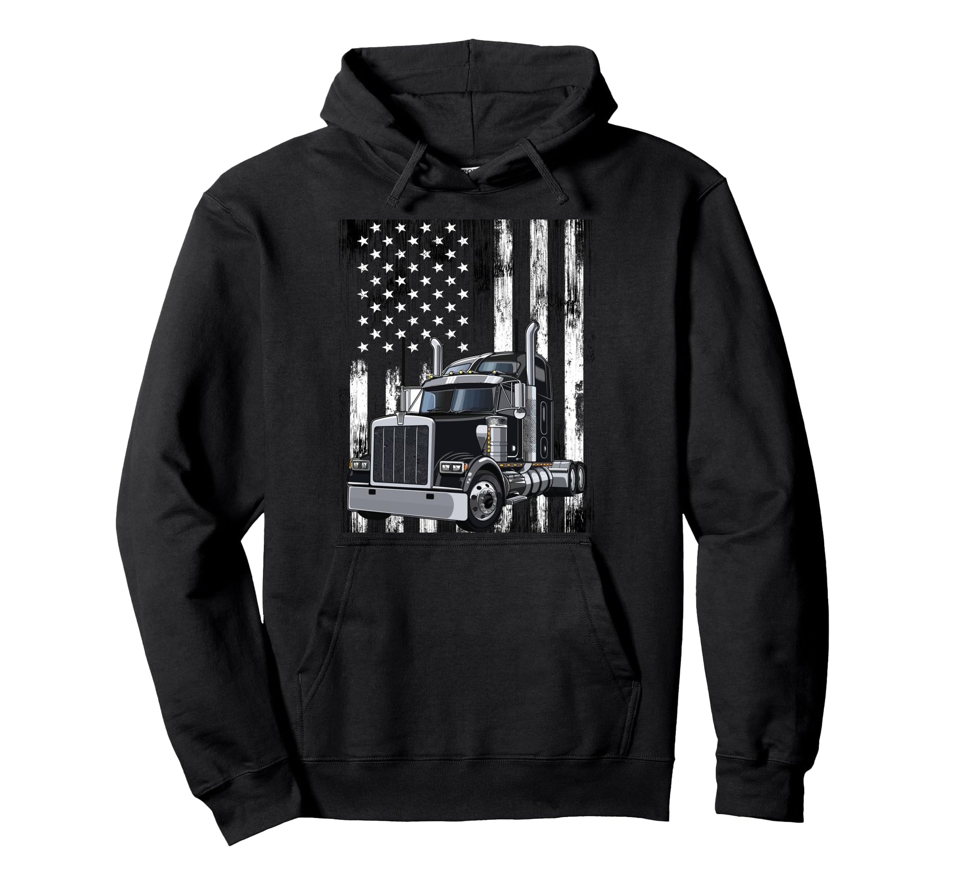 Usa Flag Trucker Grandpa Dad Truck Driver Hoodie - Trendy Graphic Unisex - T-Shirt, Sweatshirt, Hoodie